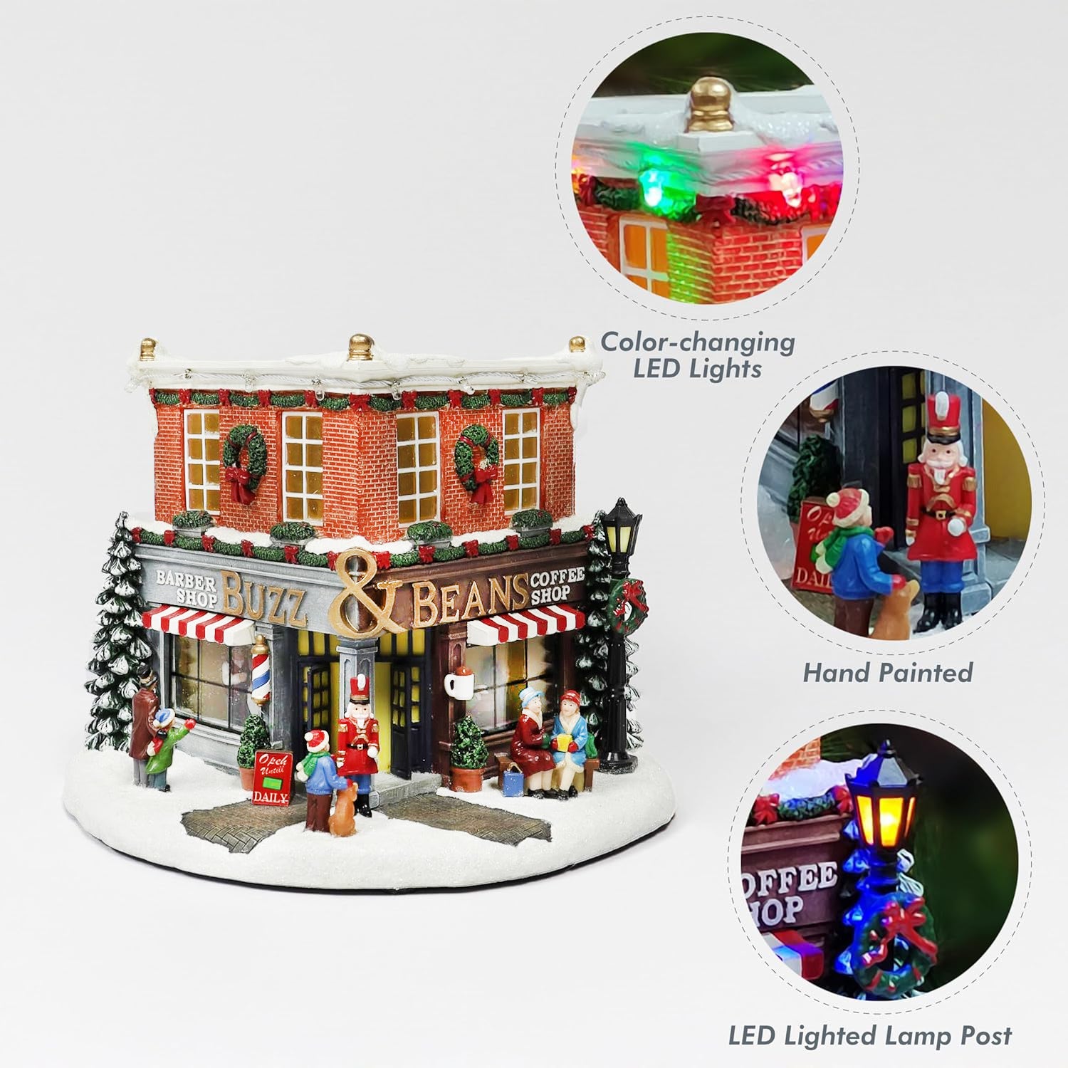 Barber Coffee Shop Buzz & Bean Christmas Village