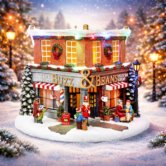 Barber Coffee Shop Buzz & Bean Christmas Village