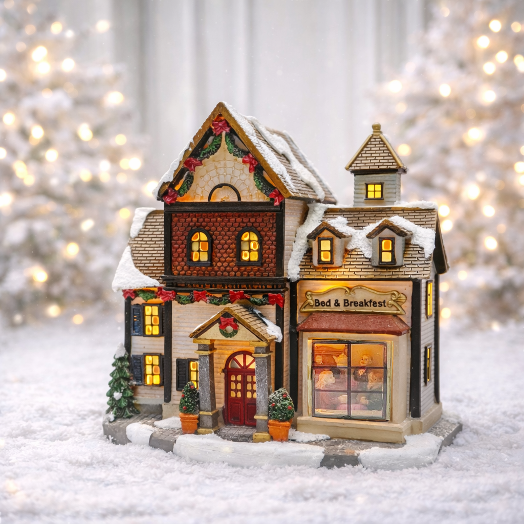 Bed and Breakfast with LED Lights Christmas Village