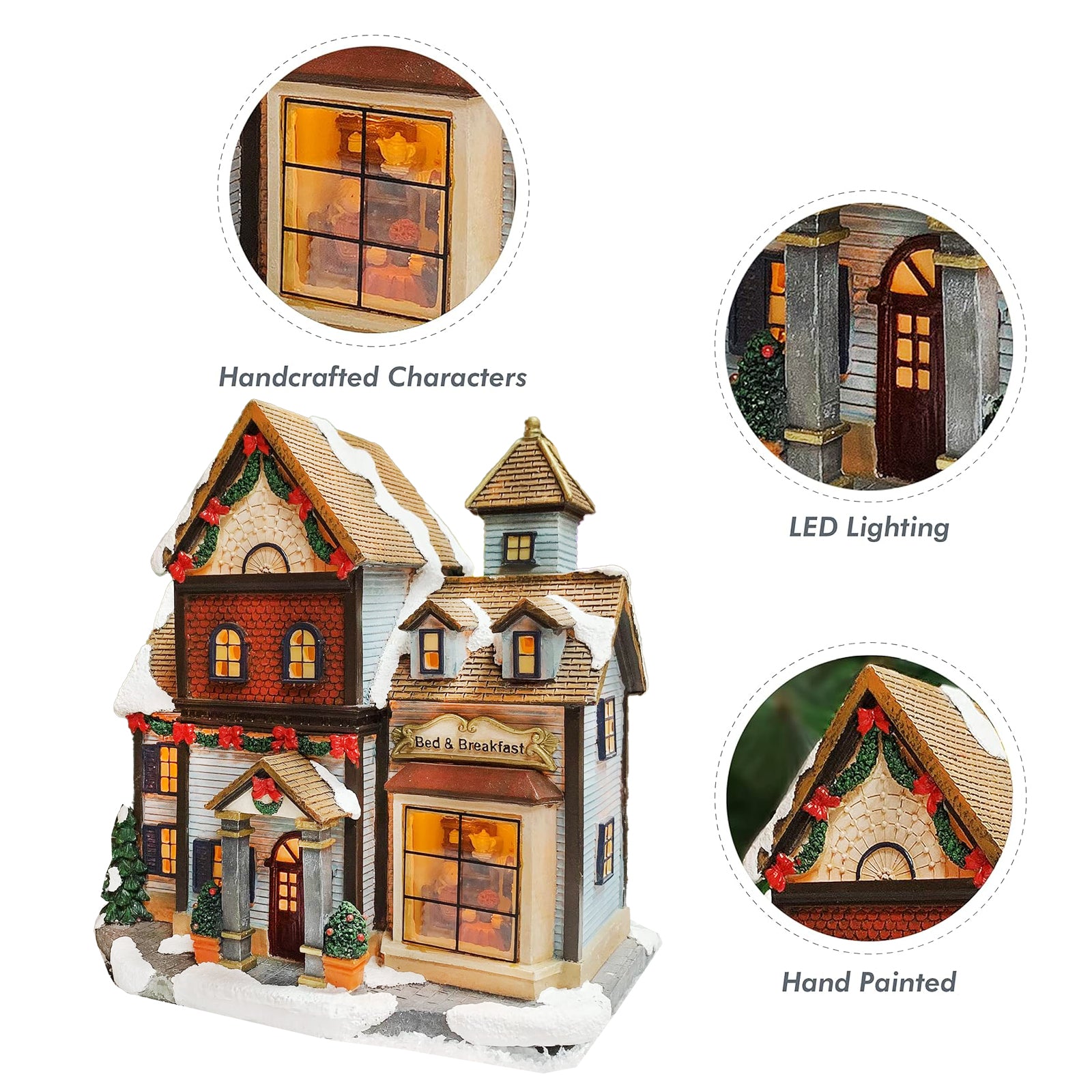 Bed and Breakfast with LED Lights Christmas Village