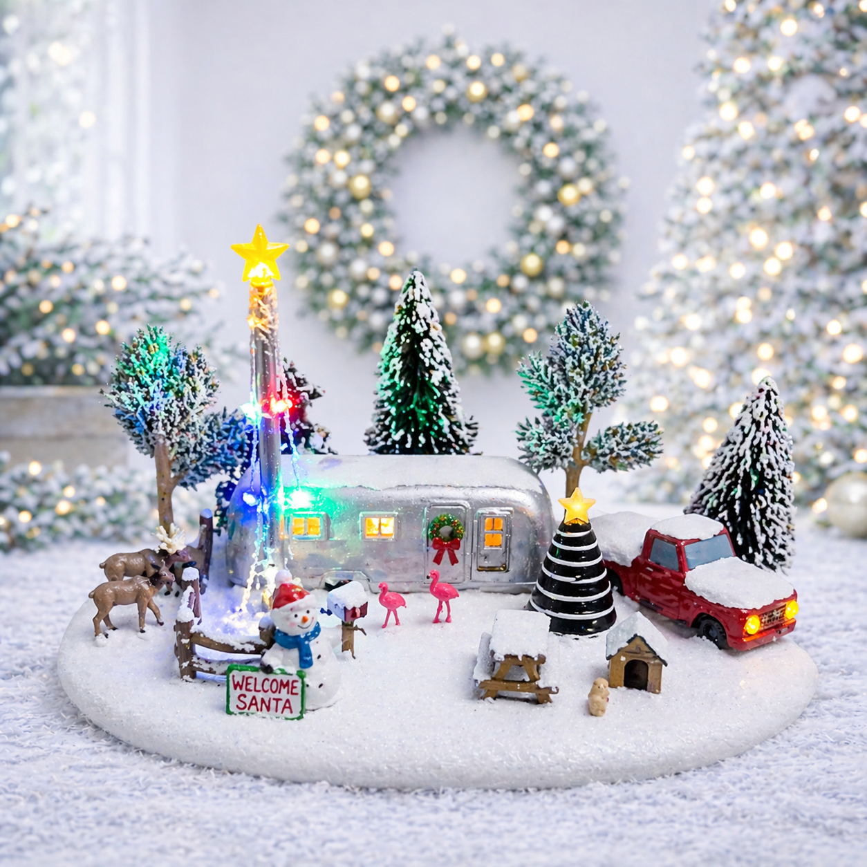 Camper Scene Operated 3AA Battery Christmas Village Decor