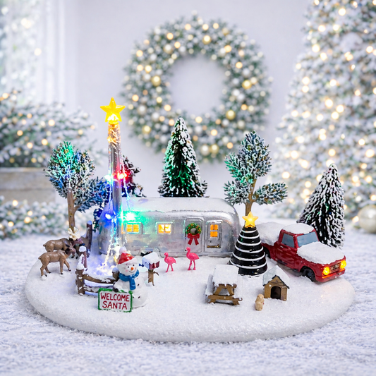 Camper Scene Operated 3AA Battery Christmas Village Decor