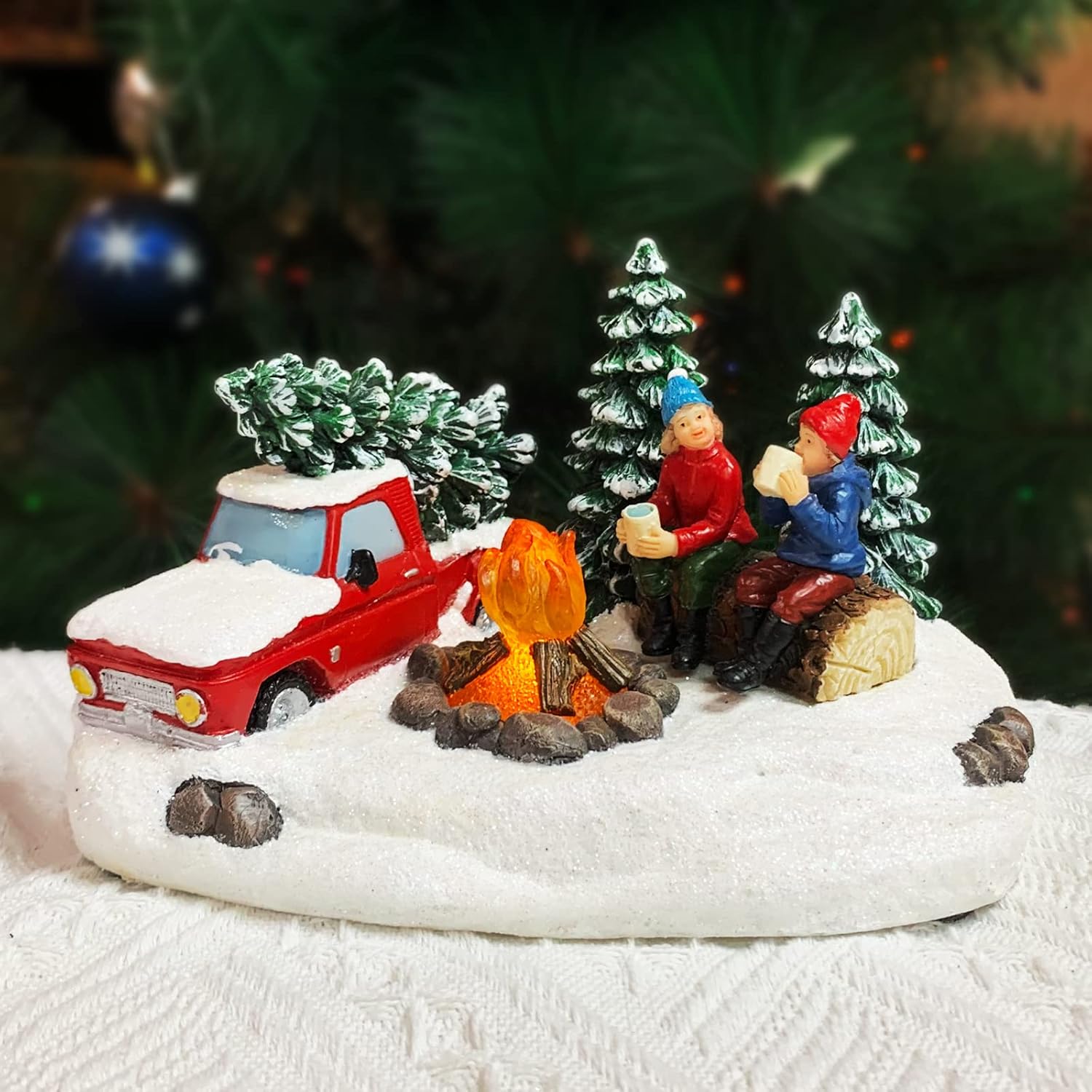 Campfire Scene with LED Lights Christmas Village Scene