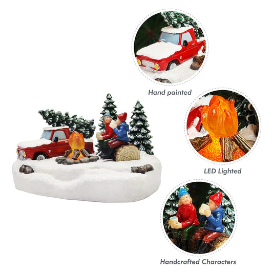 Campfire Scene with LED Lights Christmas Village Scene