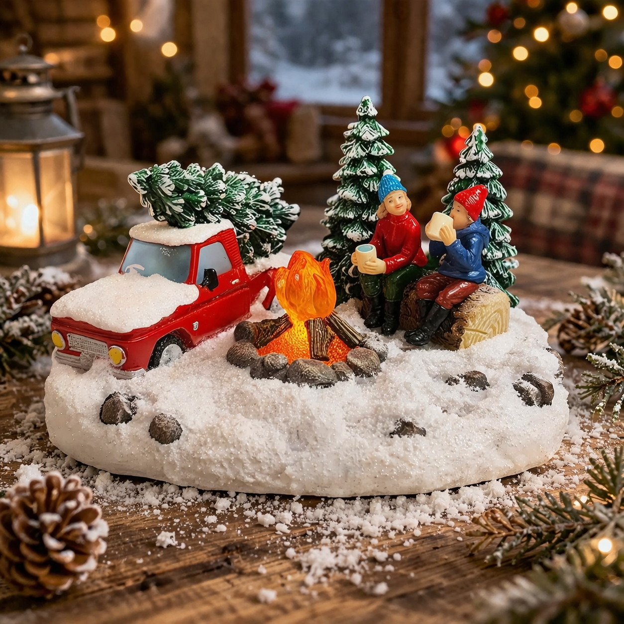 campfire cozy winter christmas scene christmas decor