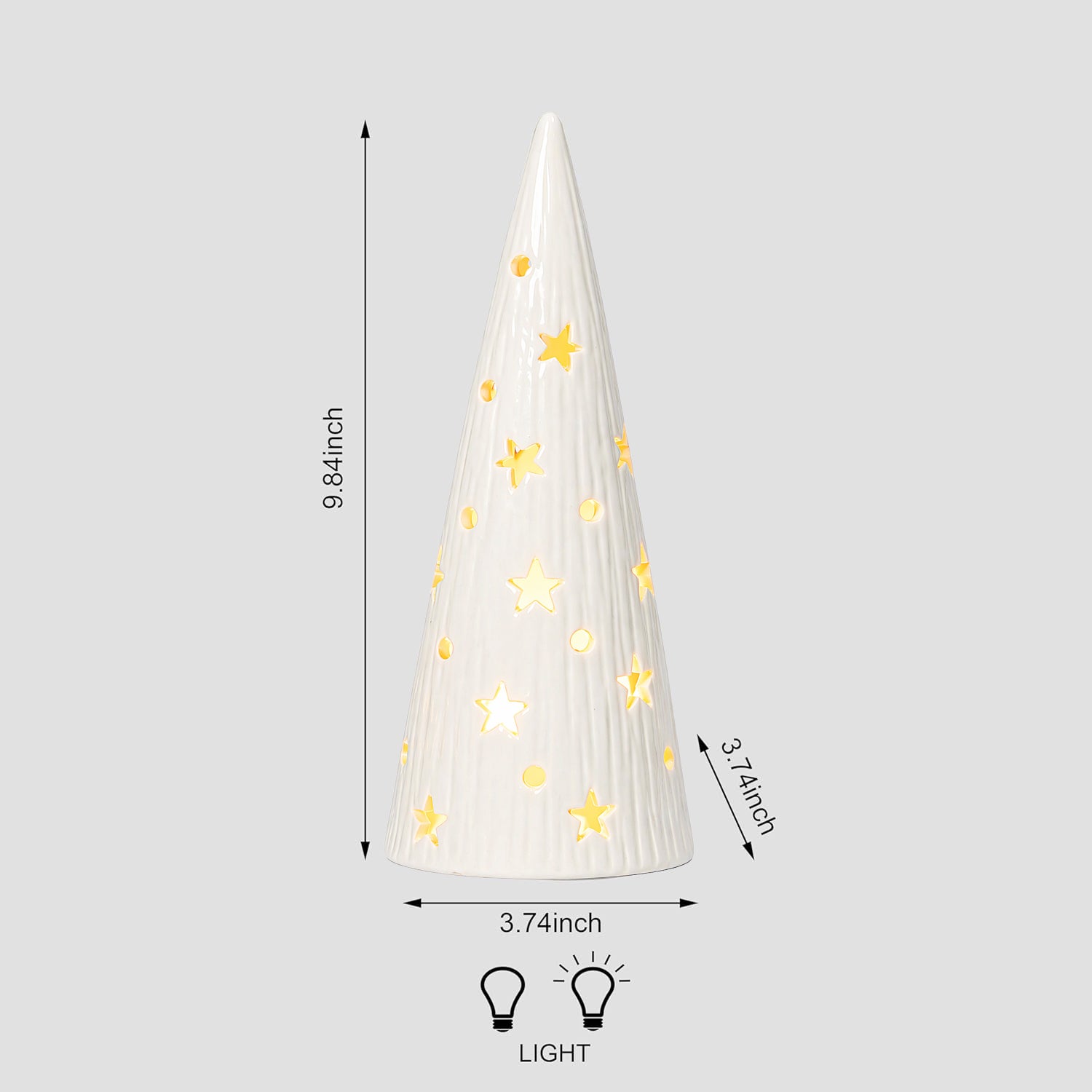 Ceramic Lighted Christmas Cone Tree by Moments in Time Battery Operated White Holiday Tabletop Décor with Built-in LED Lights Modern Minimalist Christmas Decoration 10