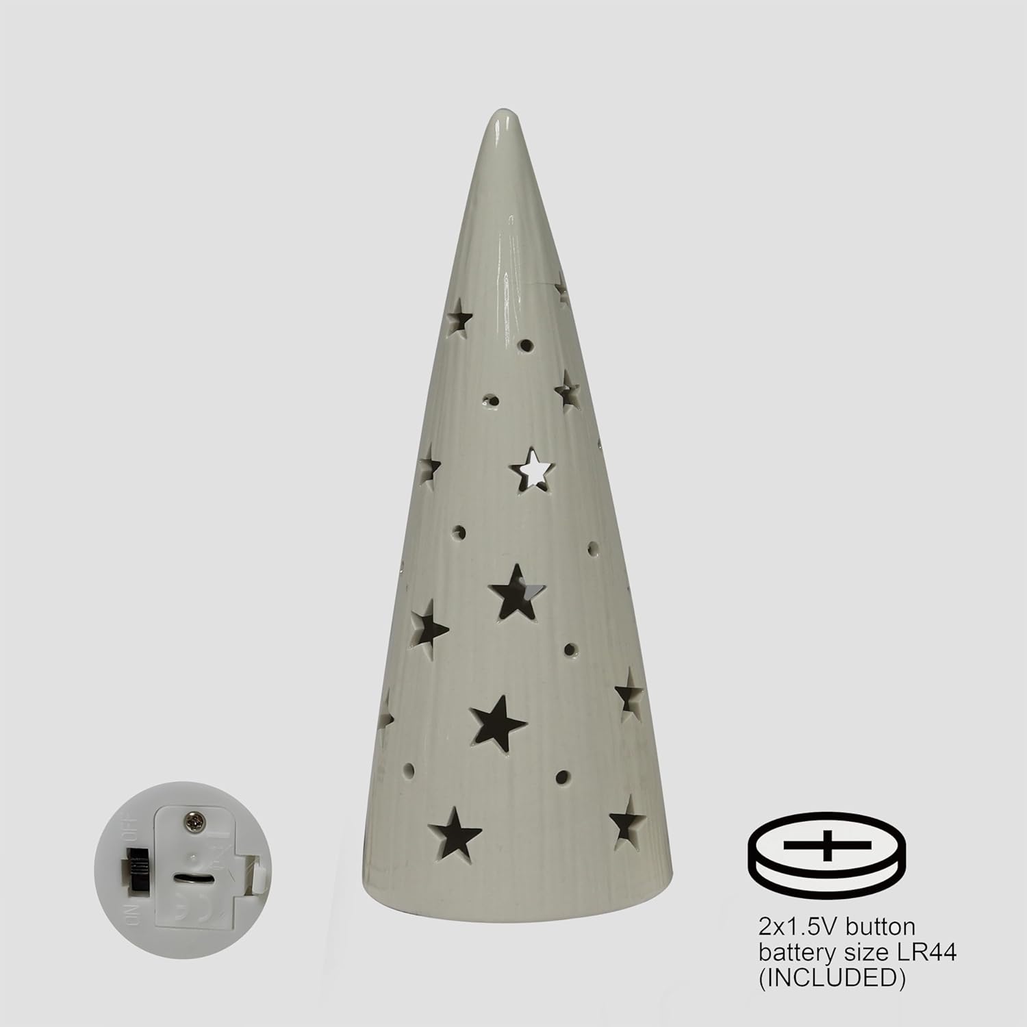 Ceramic Lighted Christmas Cone Tree by Moments in Time Battery Operated White Holiday Tabletop Décor with Built-in LED Lights Modern Minimalist Christmas Decoration 10