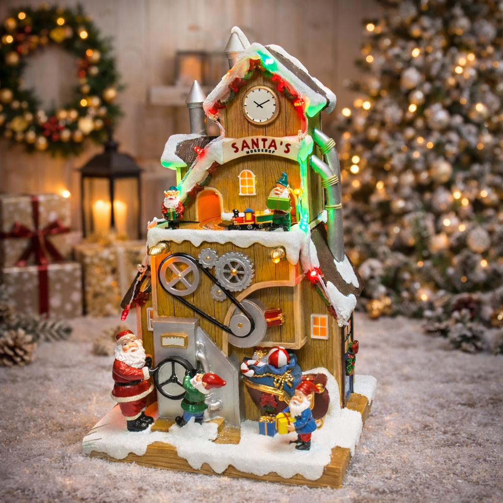 Santa’s Workshop Animated Christmas Village Moments in Time LED Lights