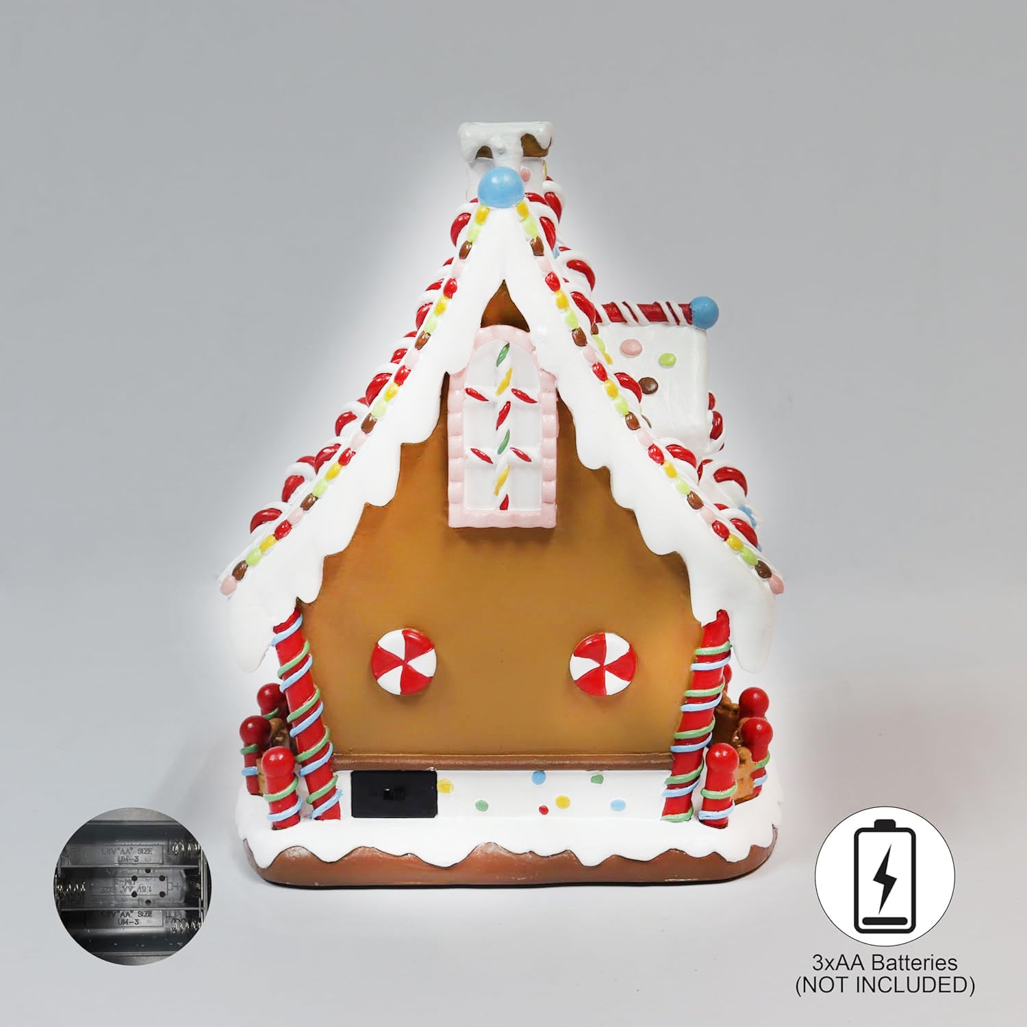 Christmas Gingerbread House Lighted Hand-Painted Resin Holiday House with LED Lights