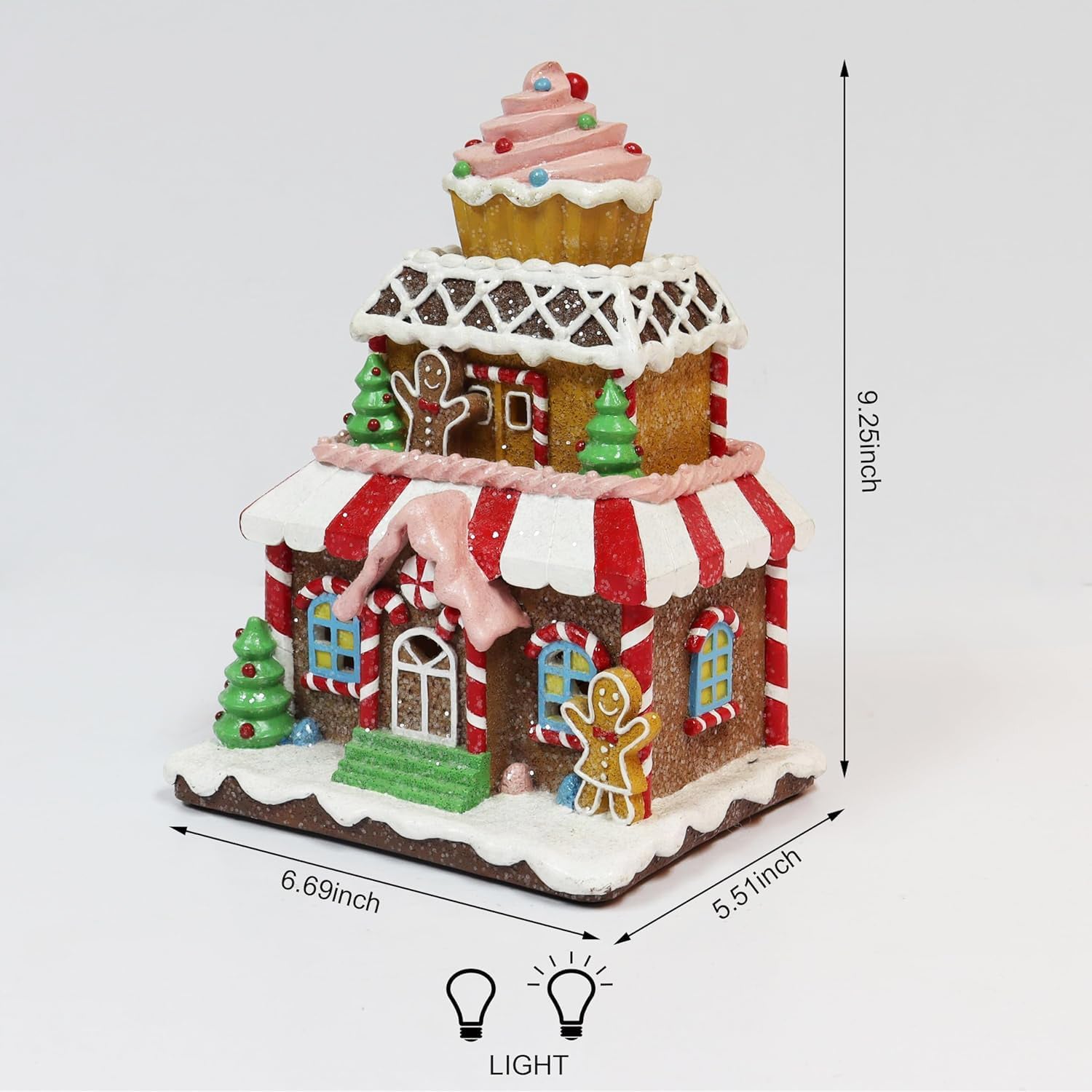 Christmas Gingerbread House Lighted Hand-Painted Resin Holiday House