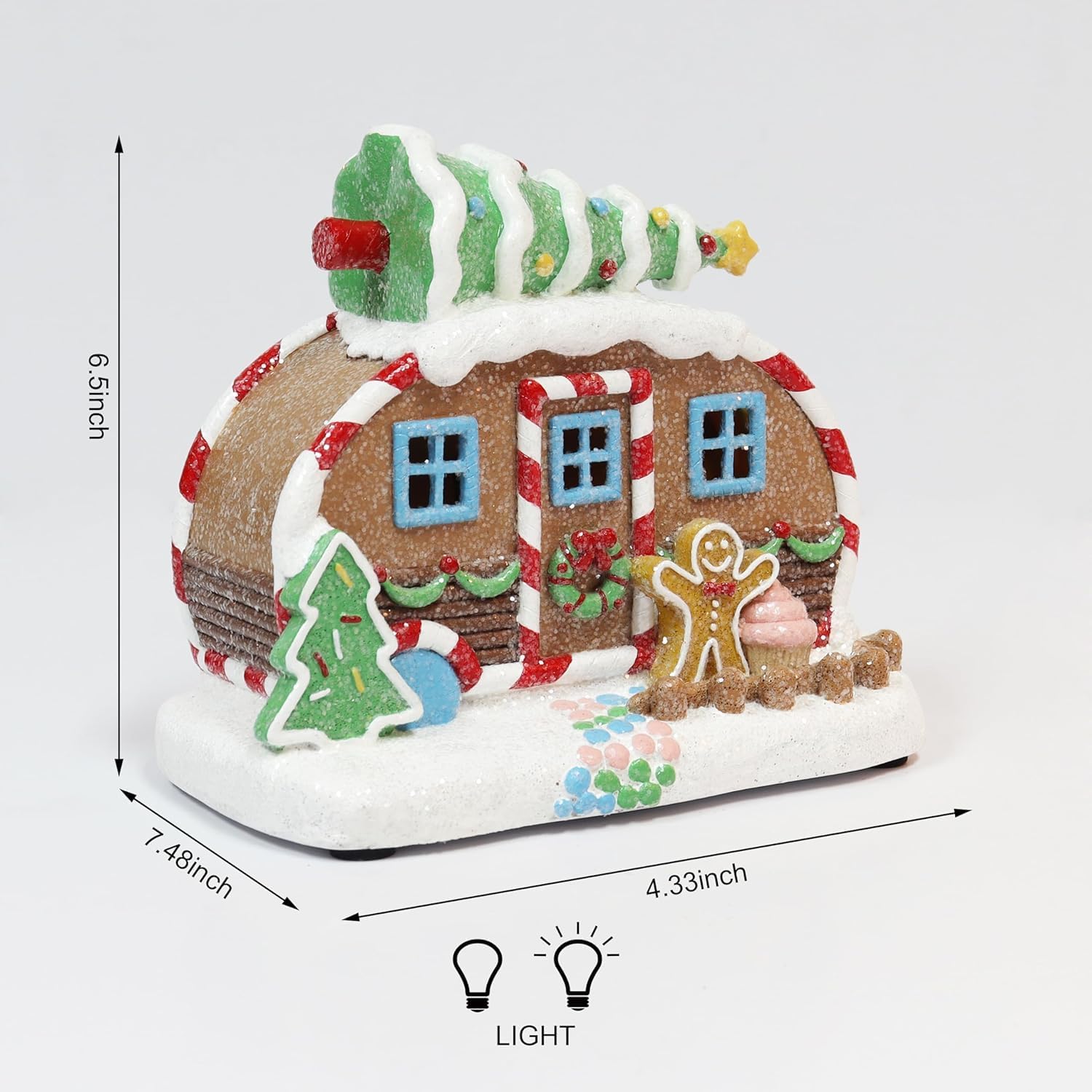 Christmas Gingerbread House Lighted Hand-Painted Resin