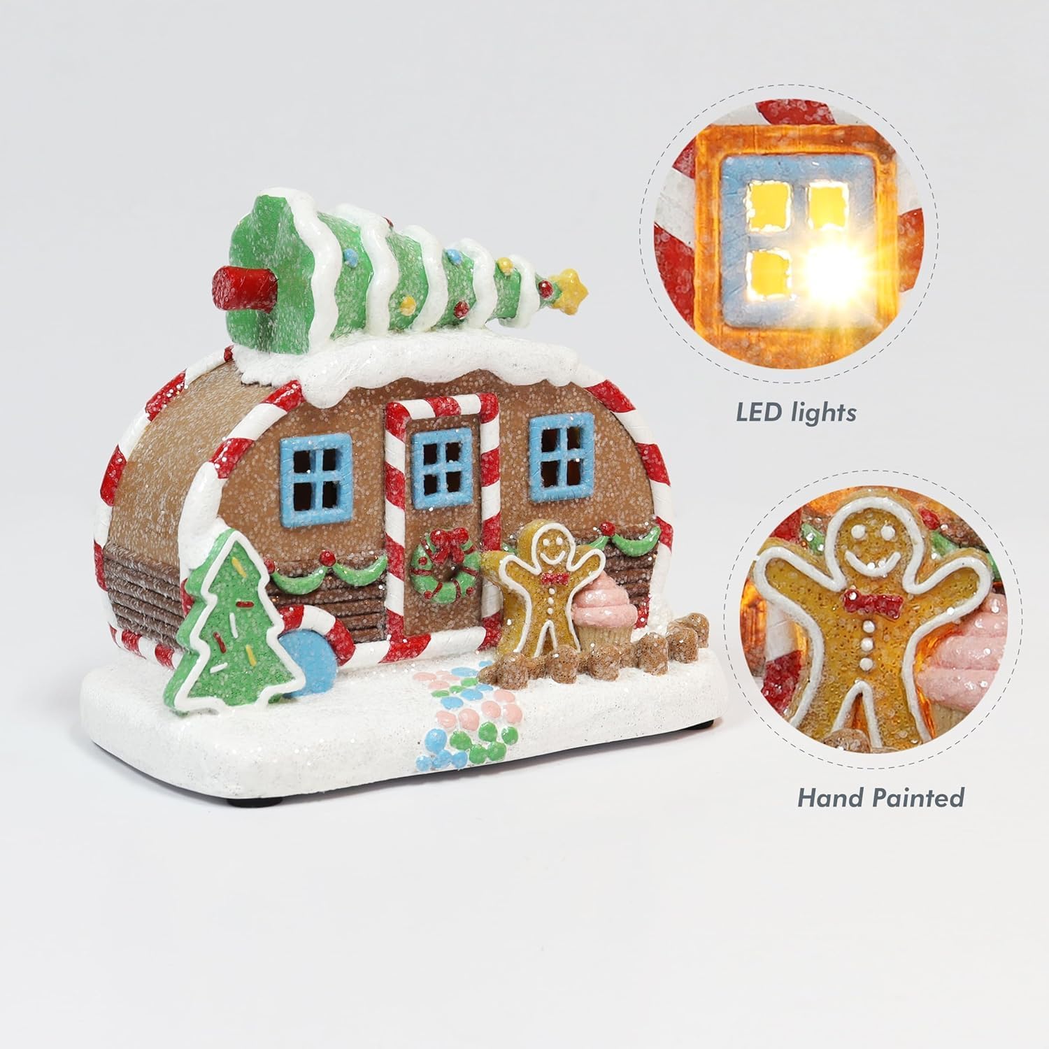 Christmas Gingerbread House Lighted Hand-Painted Resin