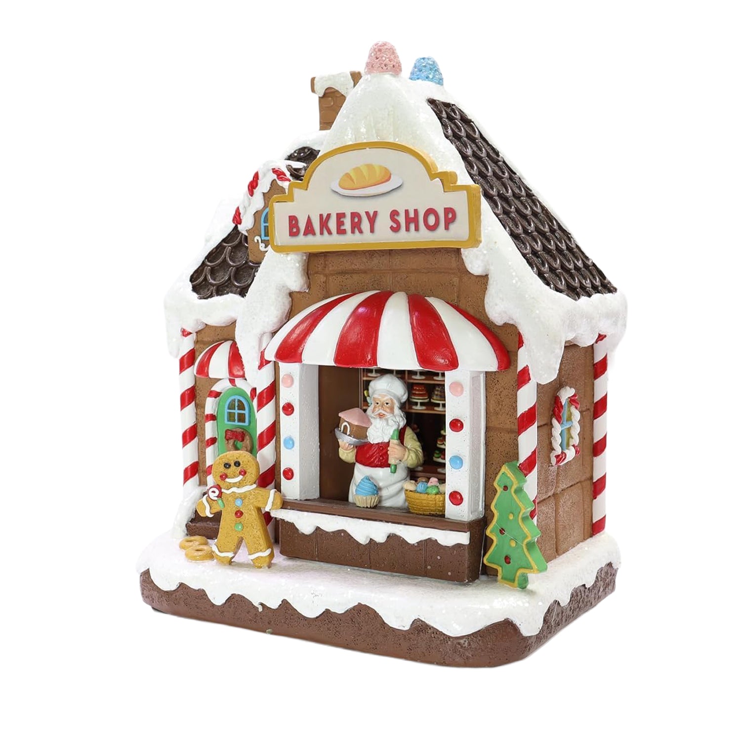 Christmas Gingerbread House Lighted Hand-Painted Resin