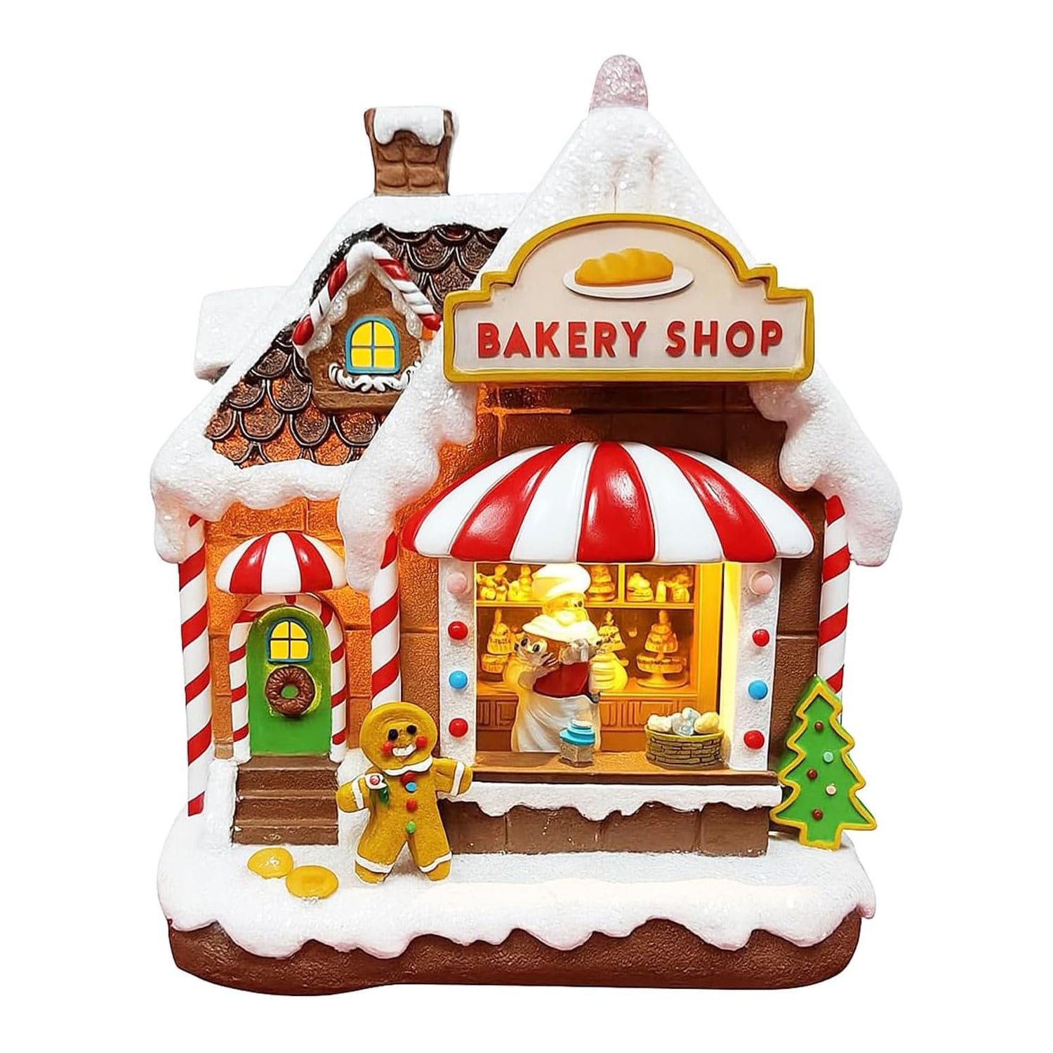 Christmas Gingerbread House Lighted Hand-Painted Resin