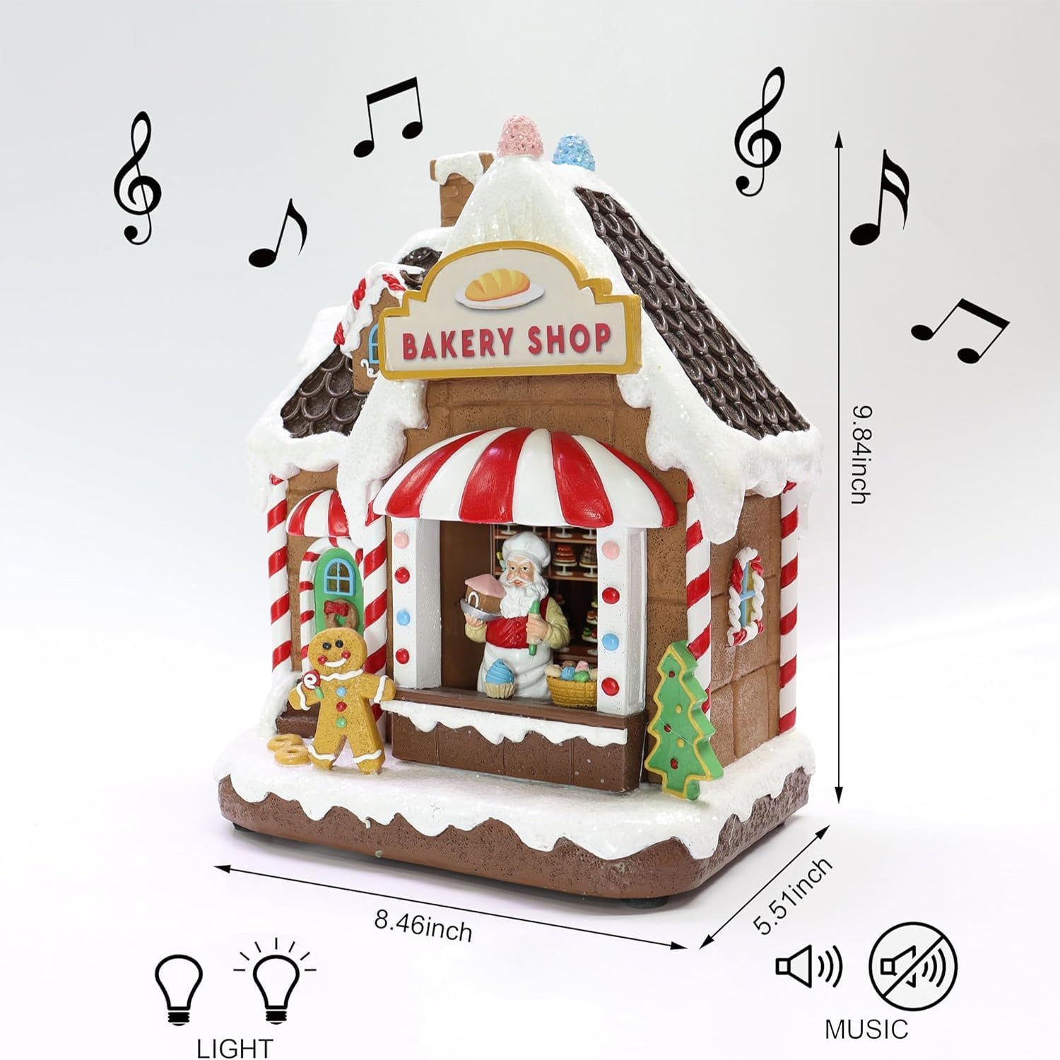 Christmas Gingerbread House Lighted Hand-Painted Resin