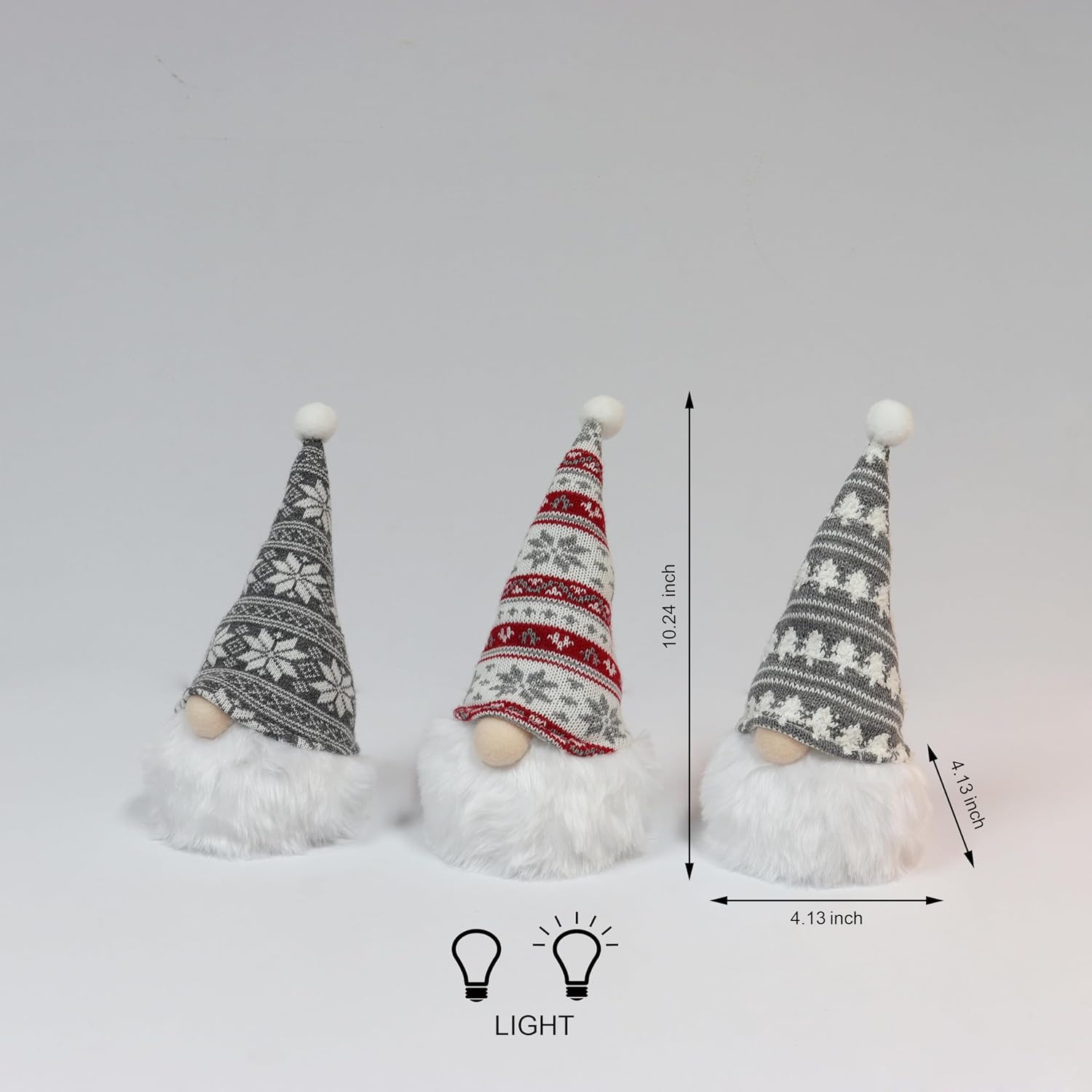 Christmas Gnome Decorations with LED Lights