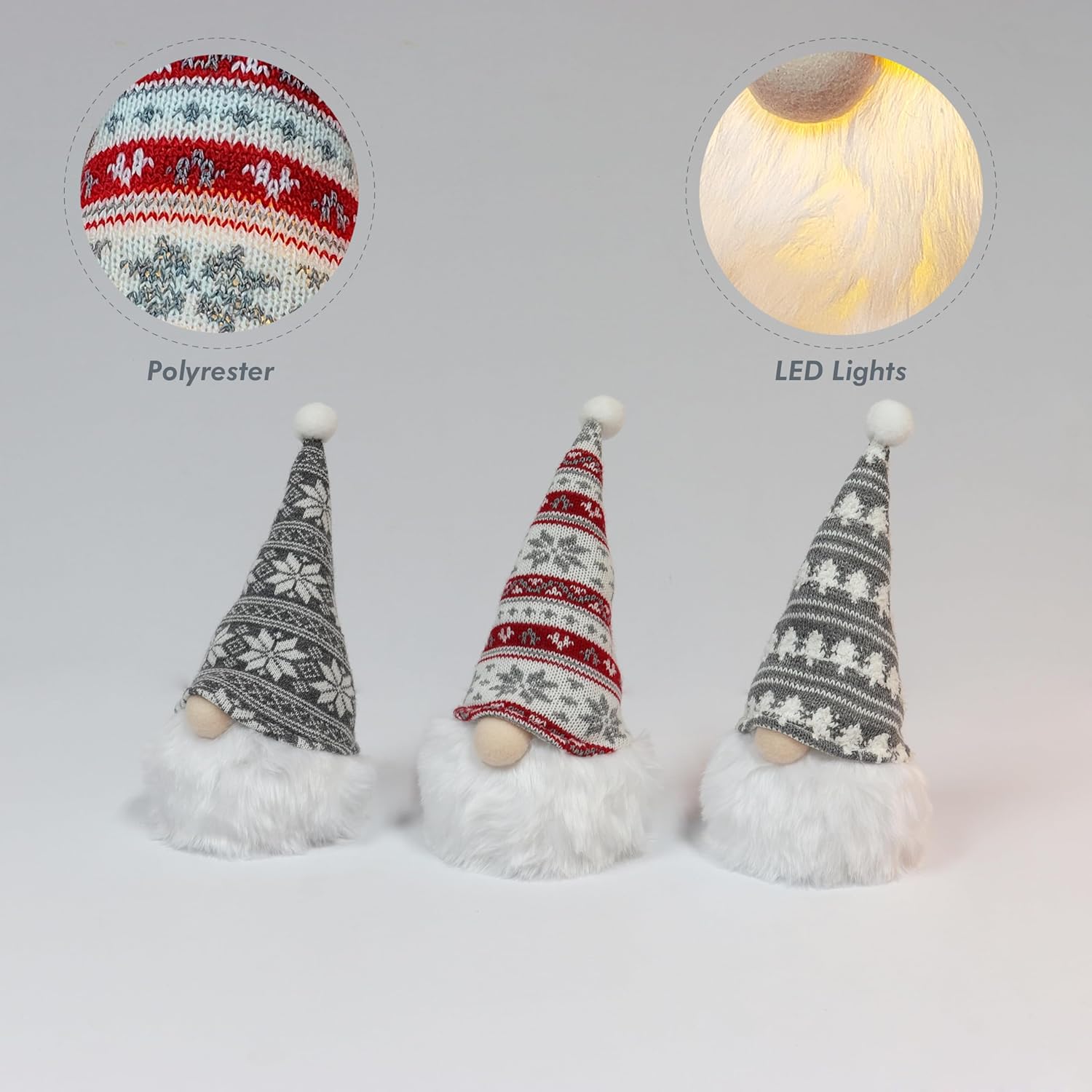 Christmas Gnome Decorations with LED Lights