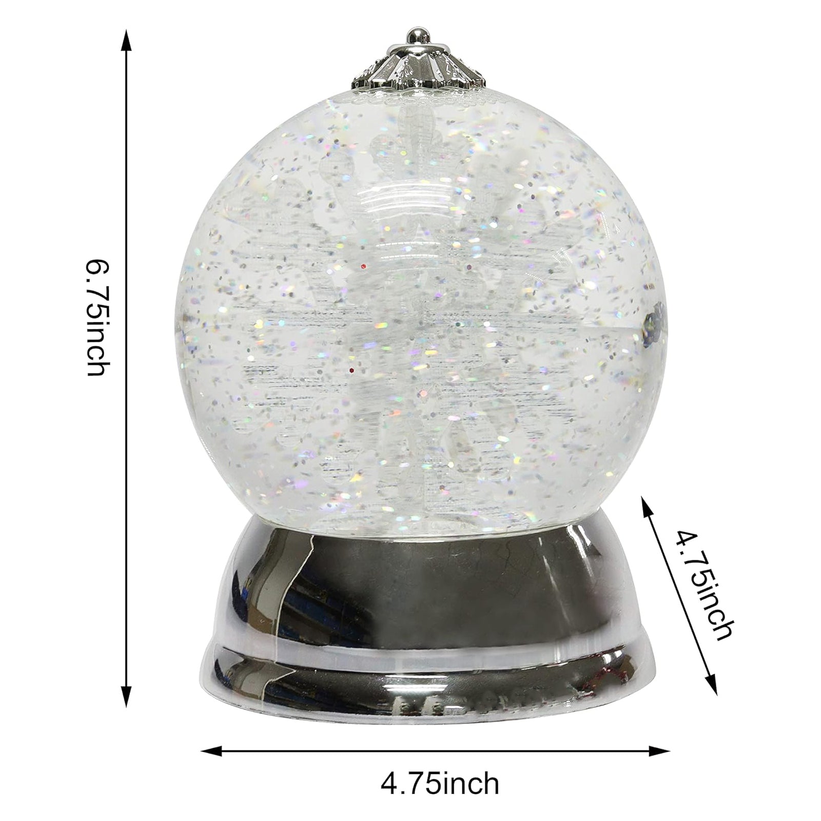 Christmas Lighted Snow Globe 6.5” Spinning Snowflake LED Water Globe