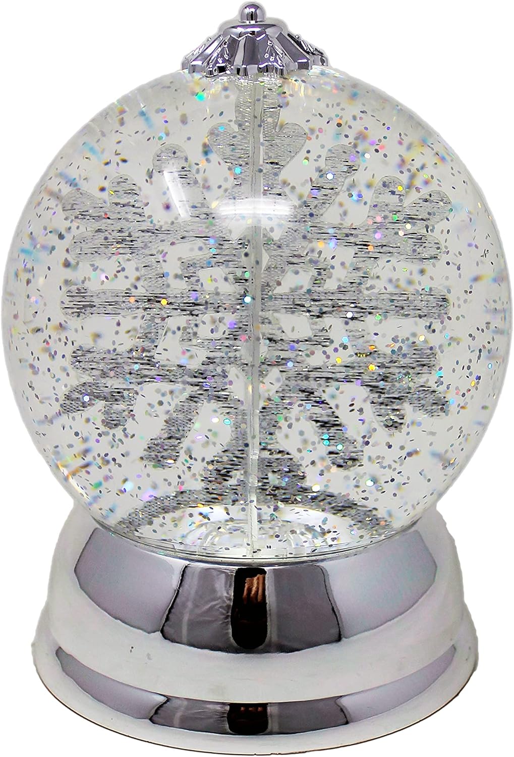 Christmas Lighted Snow Globe 6.5” Spinning Snowflake LED Water Globe