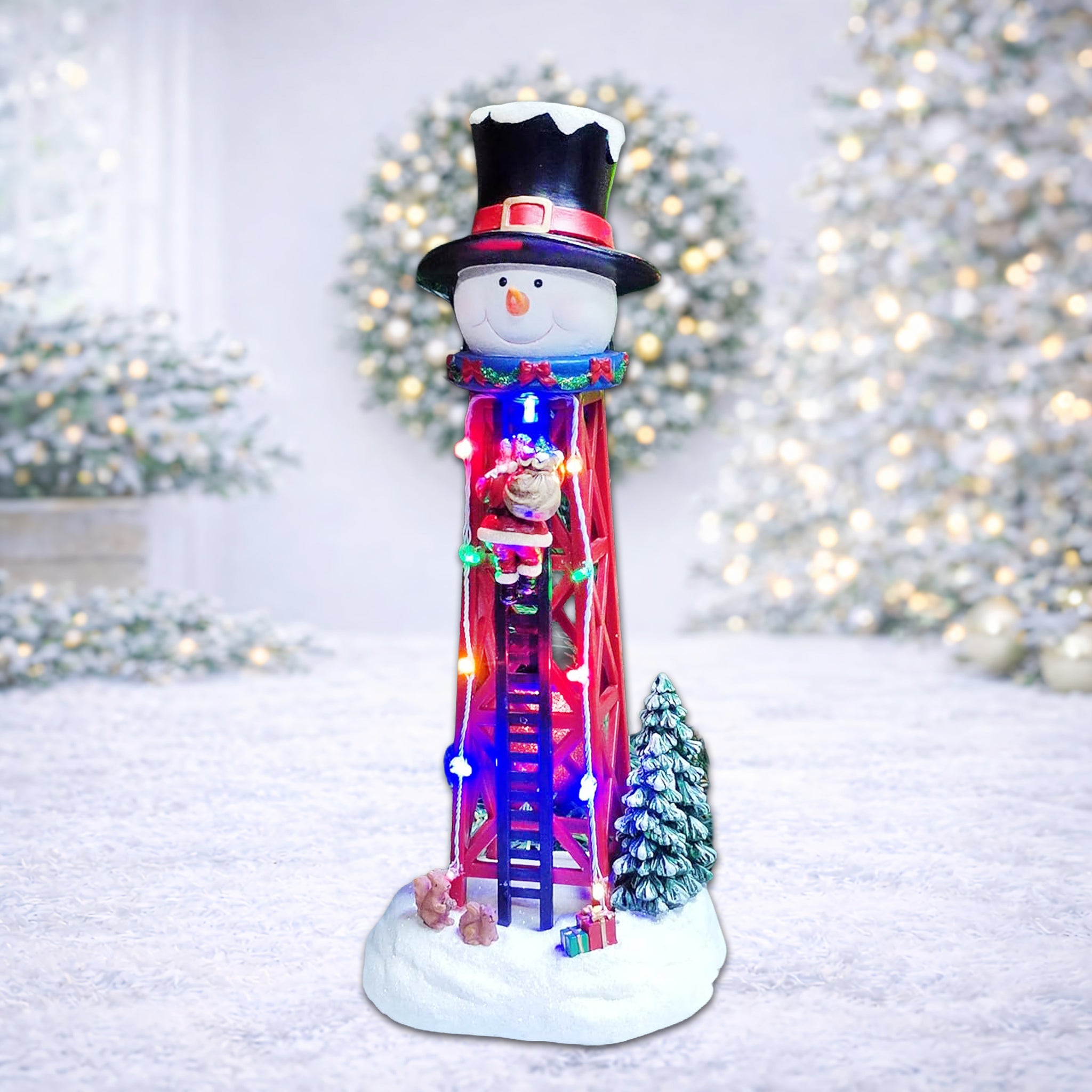 Christmas Snowman Water Tower LED Lights Hand-Painted