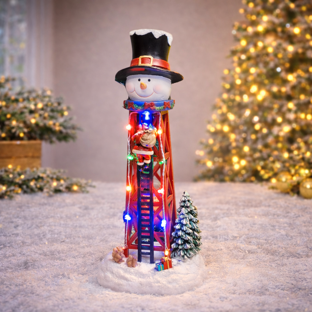 Christmas Snowman Water Tower LED Lights Hand-Painted