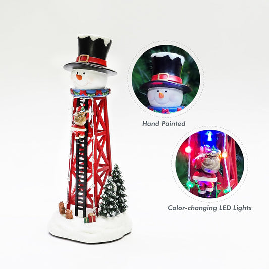 Christmas Snowman Water Tower LED Lights Hand-Painted