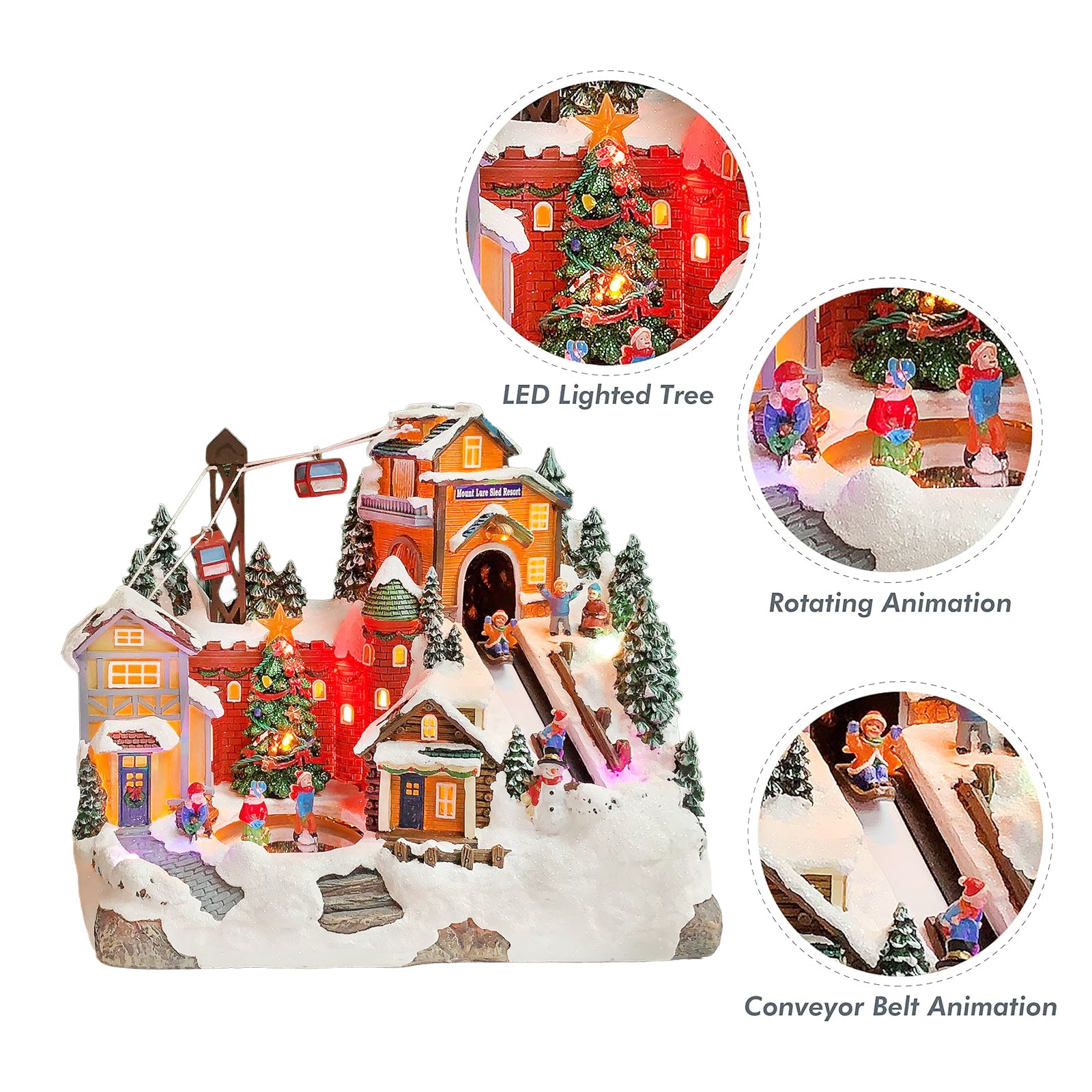 Mount Lure Sled Resort LED Lights Music and Animation Ski Lift Winter Resort