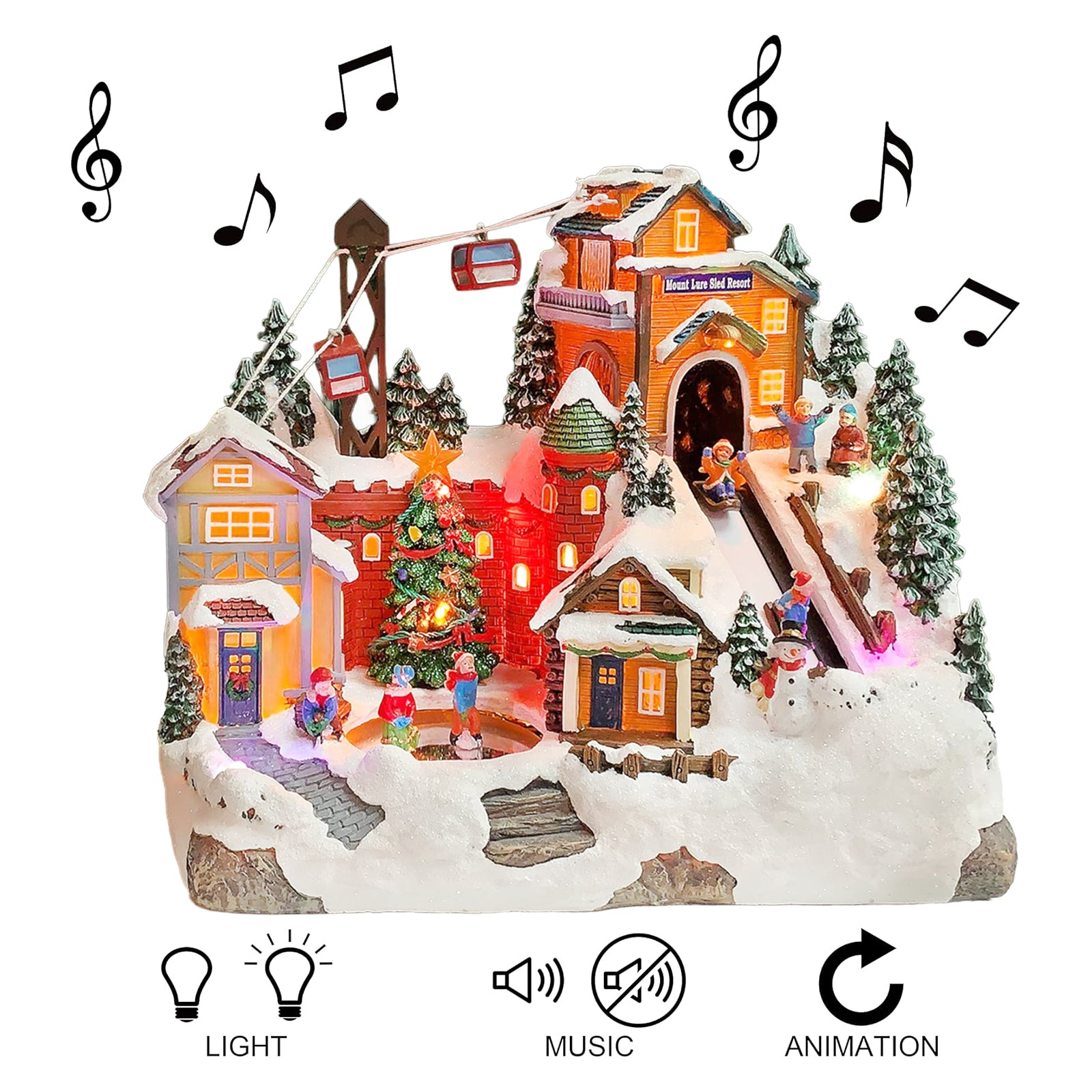 Mount Lure Sled Resort LED Lights Music and Animation Ski Lift Winter Resort