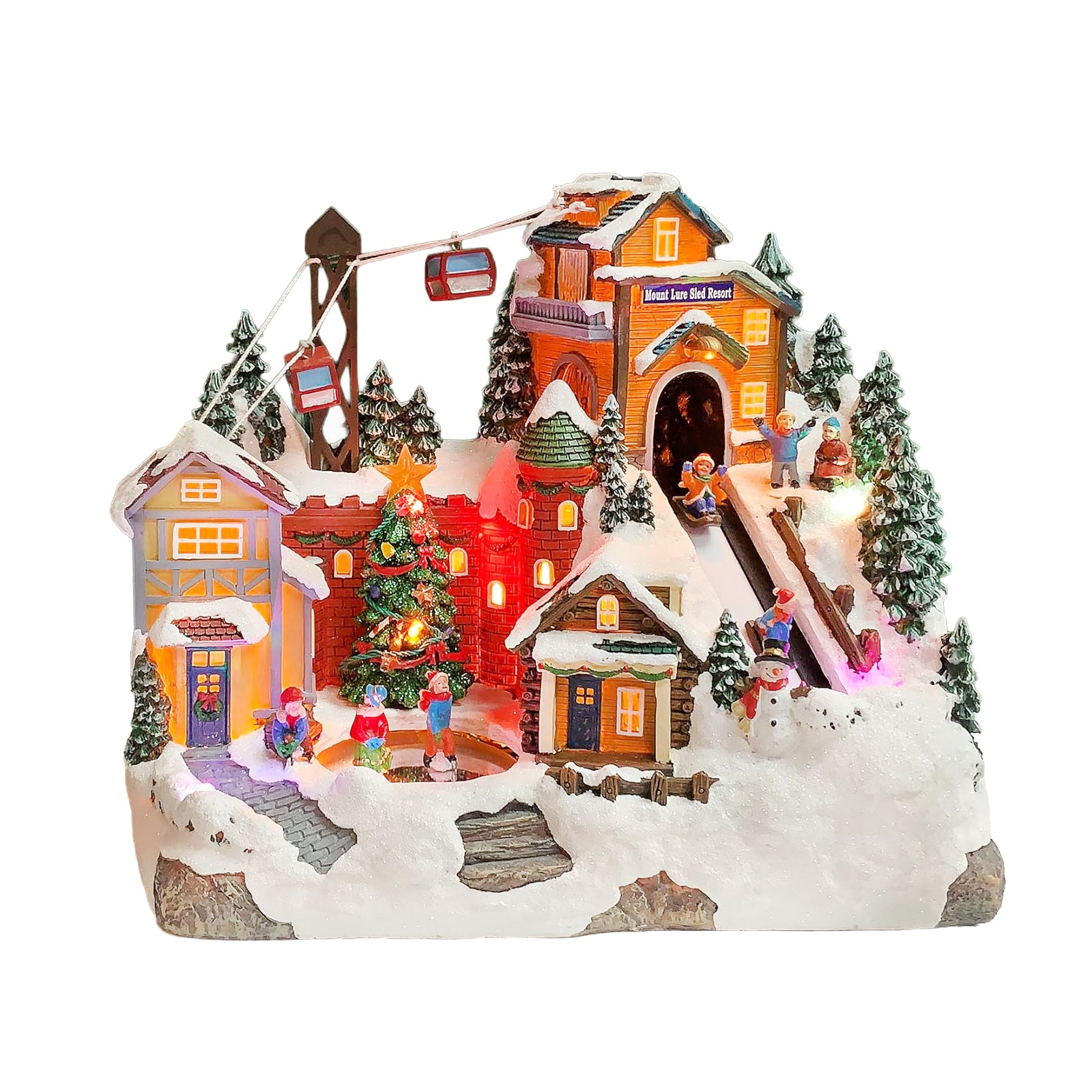 Mount Lure Sled Resort LED Lights Music and Animation Ski Lift Winter Resort