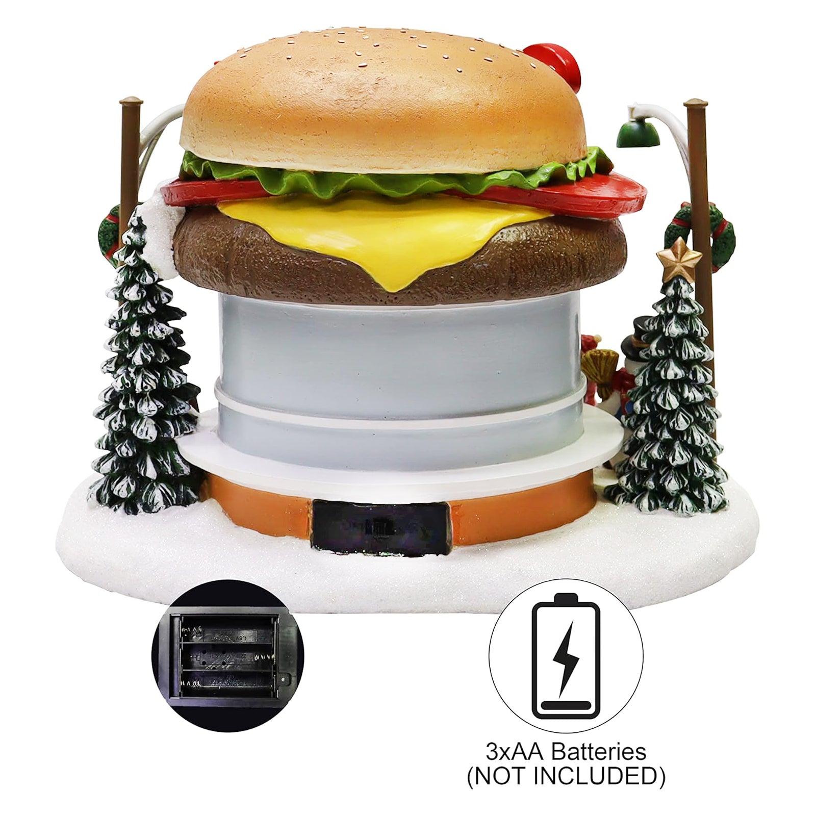 Christmas Village Burger Shop LED Lighted Building with Music