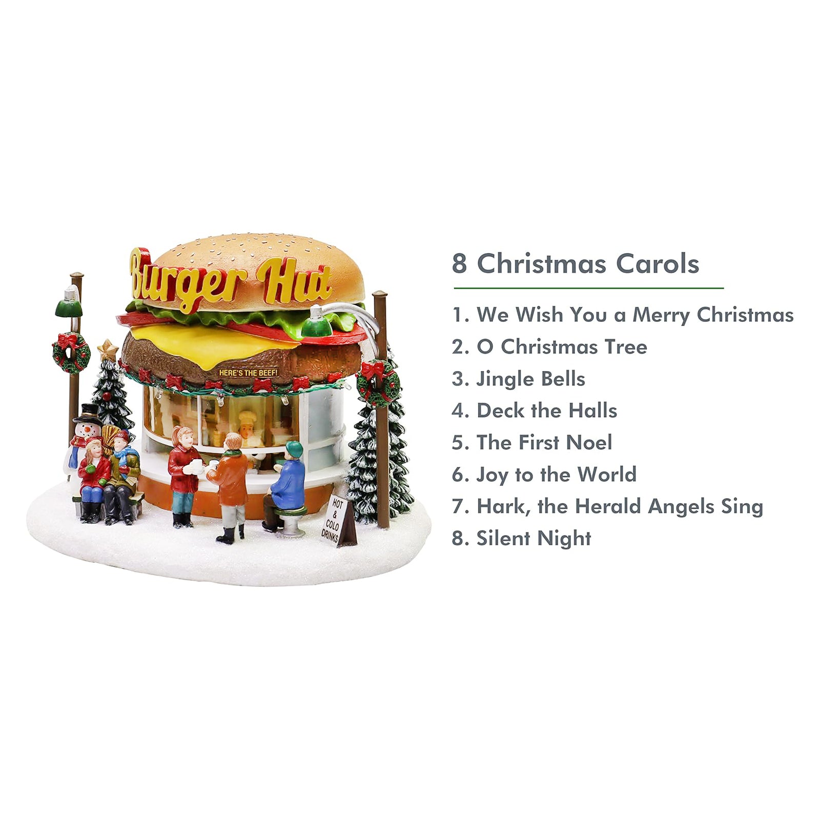 Christmas Village Burger Shop LED Lighted Building with Music
