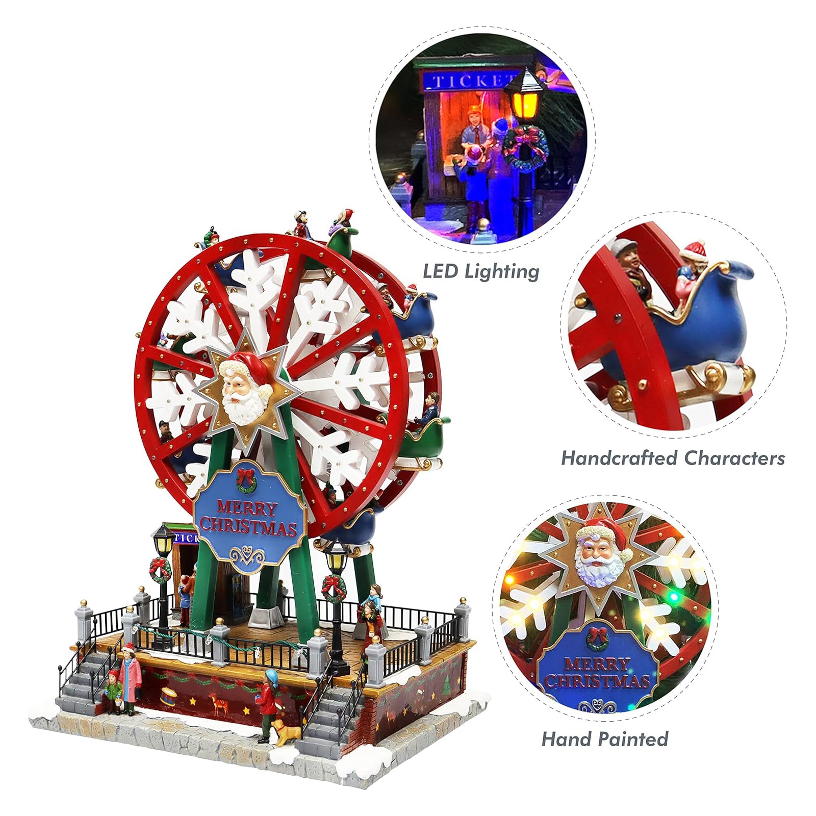 Christmas Village Ferris Wheel Animated Musical Carnival Ride Decoration