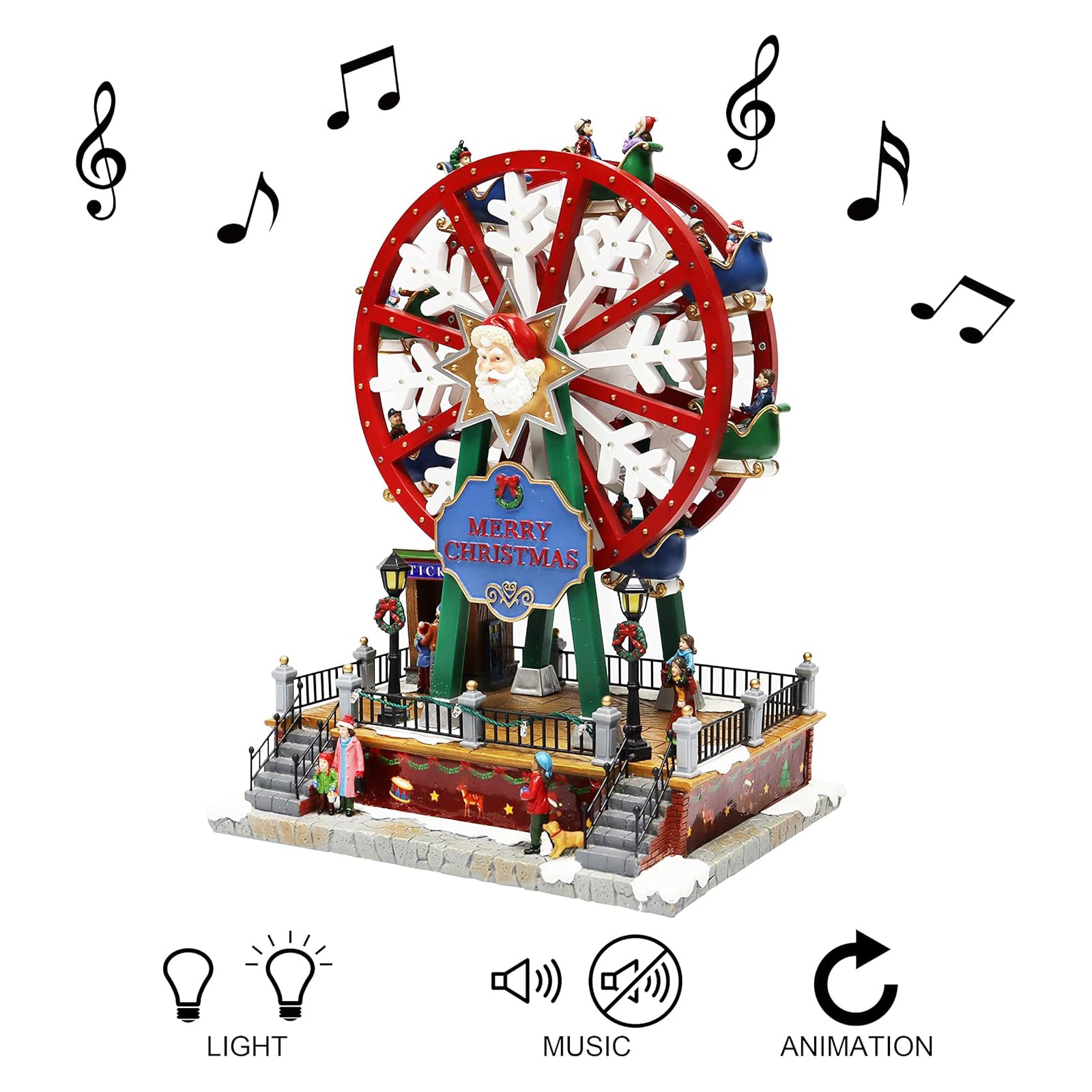 Christmas Village Ferris Wheel Animated Musical Carnival Ride Decoration