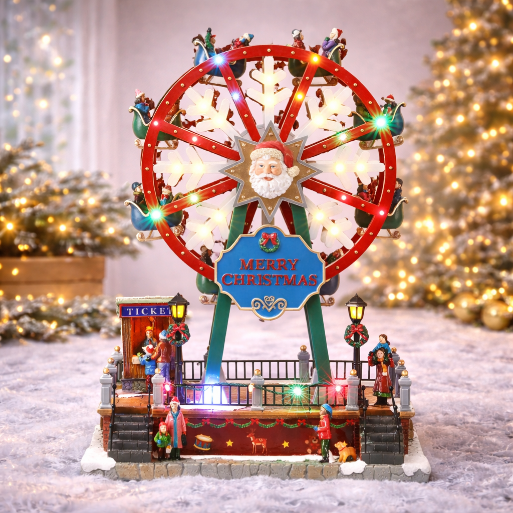 Christmas Village Ferris Wheel Animated Musical Carnival Ride Decoration