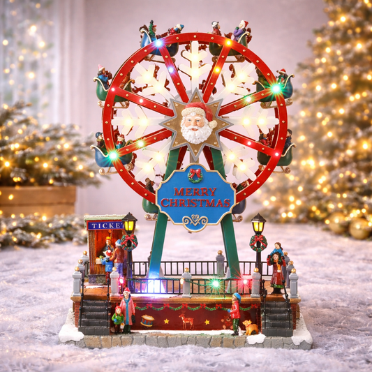 Christmas Village Ferris Wheel Animated Musical Carnival Ride Decoration