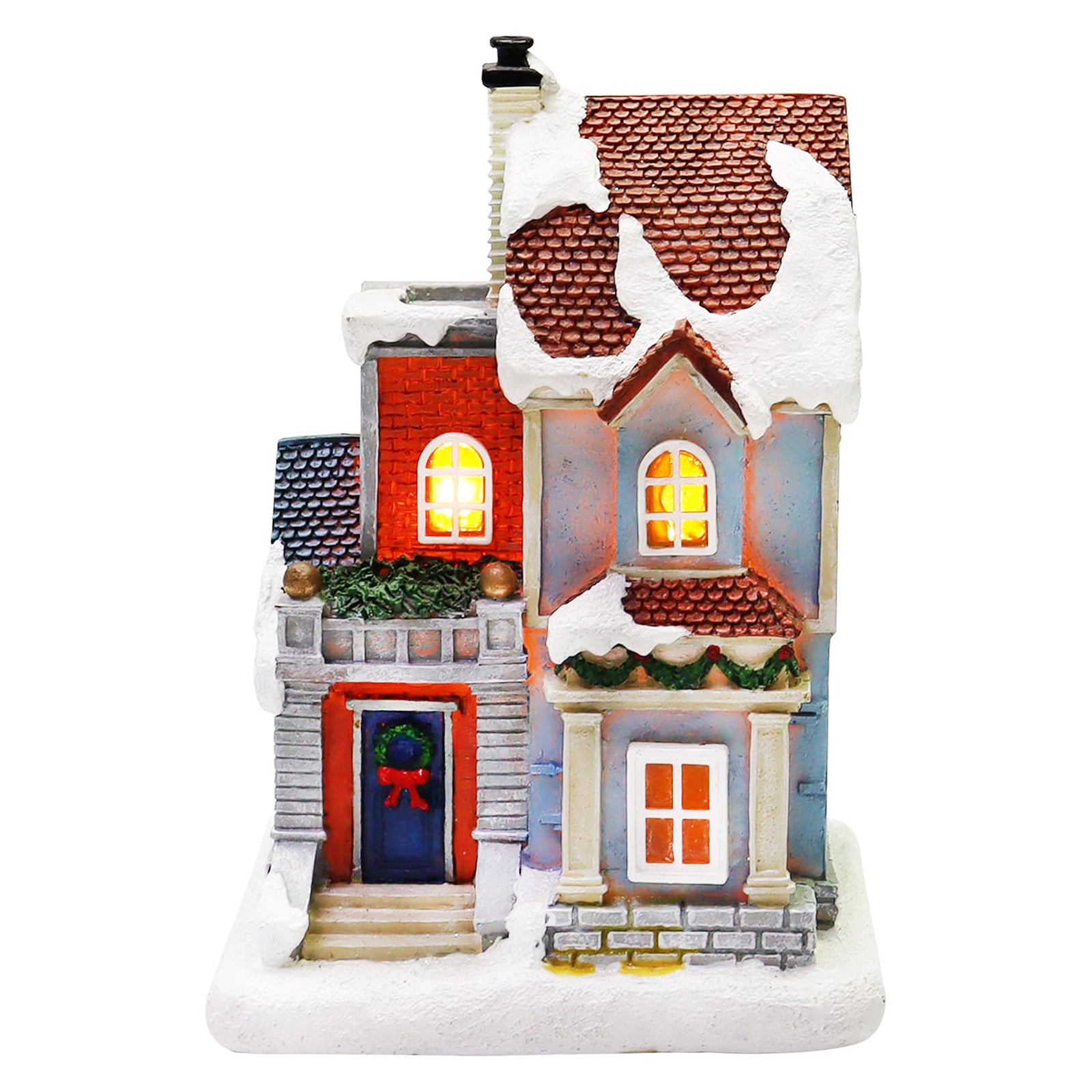 Christmas Village Set 12-Piece with LED Lights Miniature Christmas Houses Lighted Holiday Décor