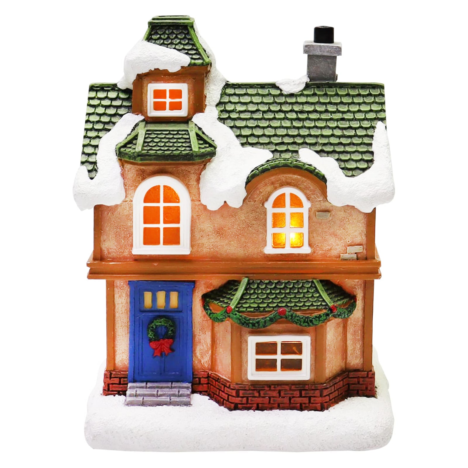 Christmas Village Set 12-Piece with LED Lights Miniature Christmas Houses Lighted Holiday Décor