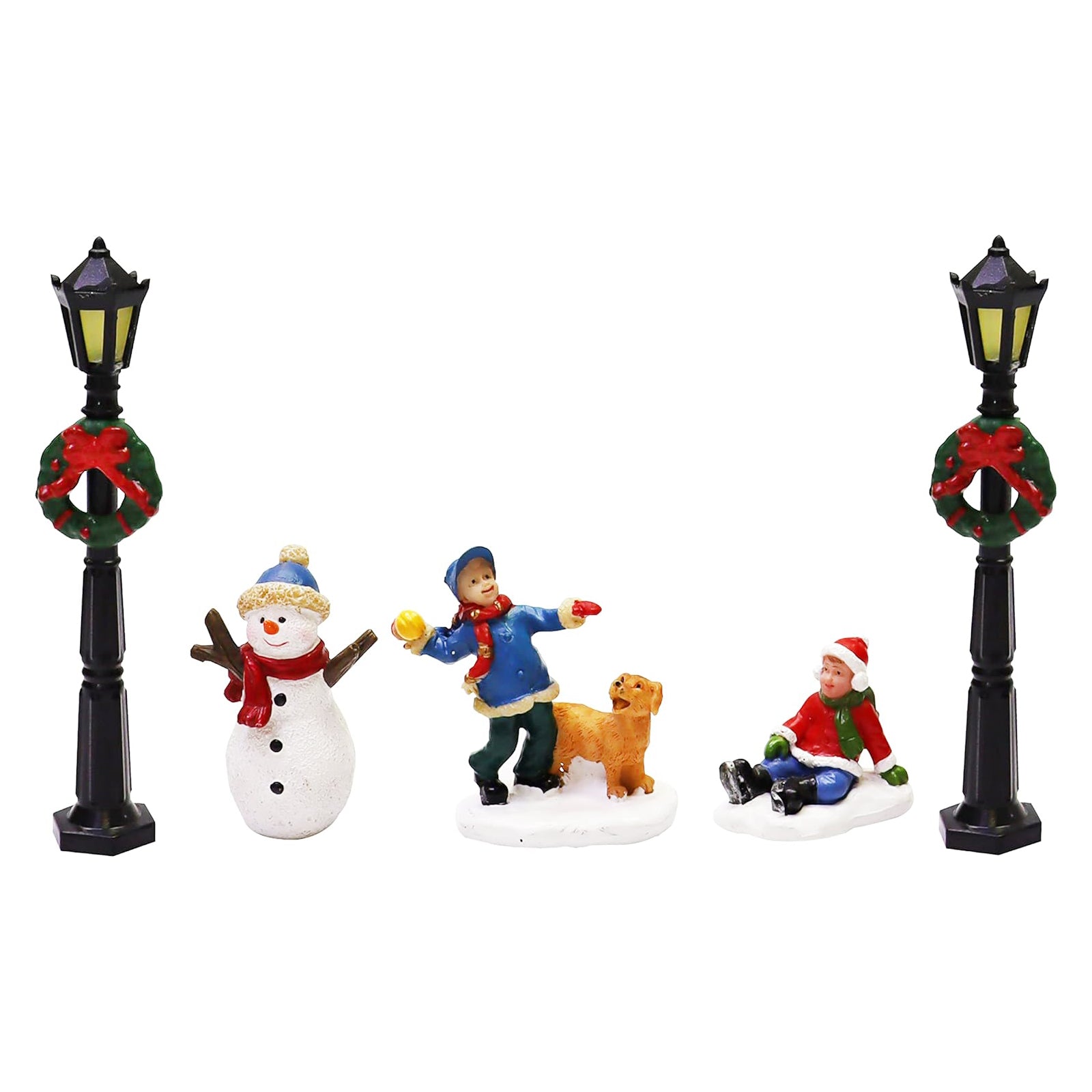 Christmas Village Set 12-Piece with LED Lights Miniature Christmas Houses Lighted Holiday Décor