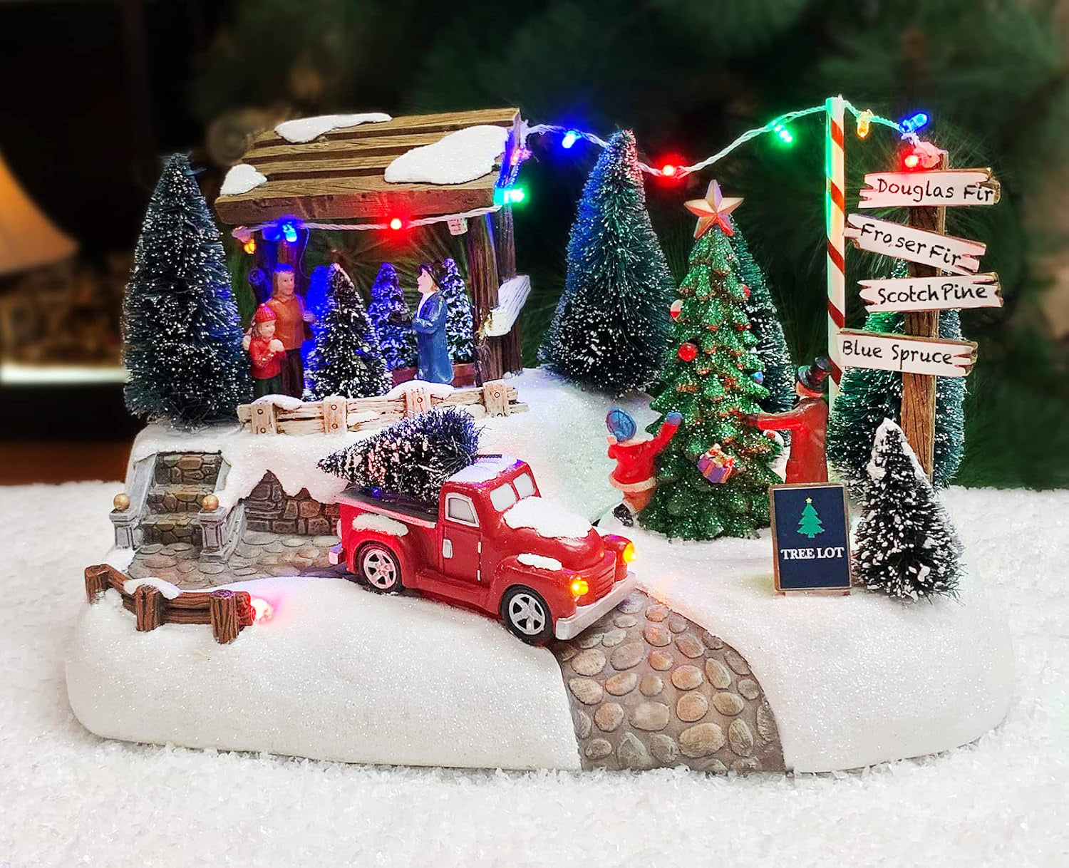 Christmas Scene Village Tree Animation Building Home Decor