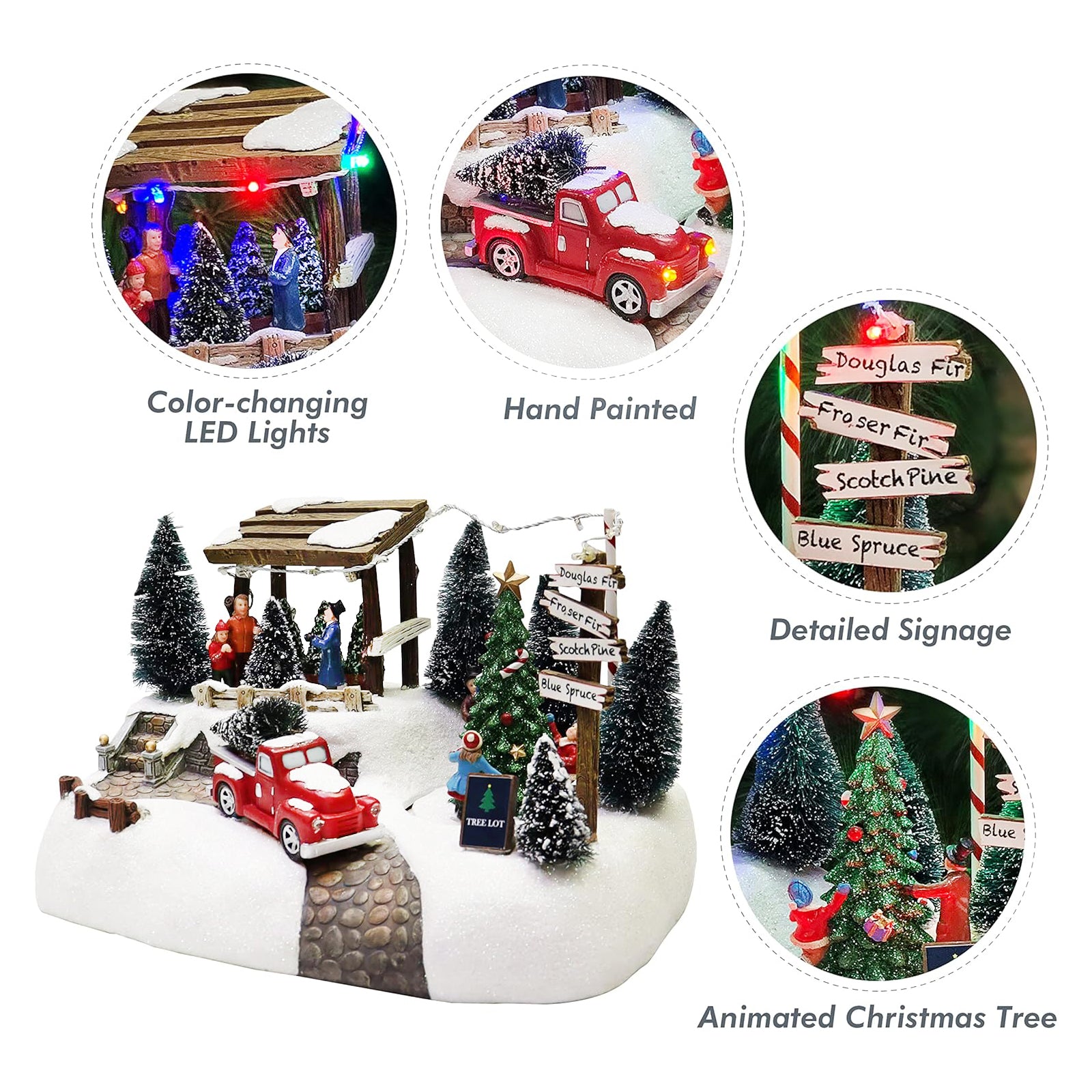 Christmas Scene Village Tree Animation Building Home Decor
