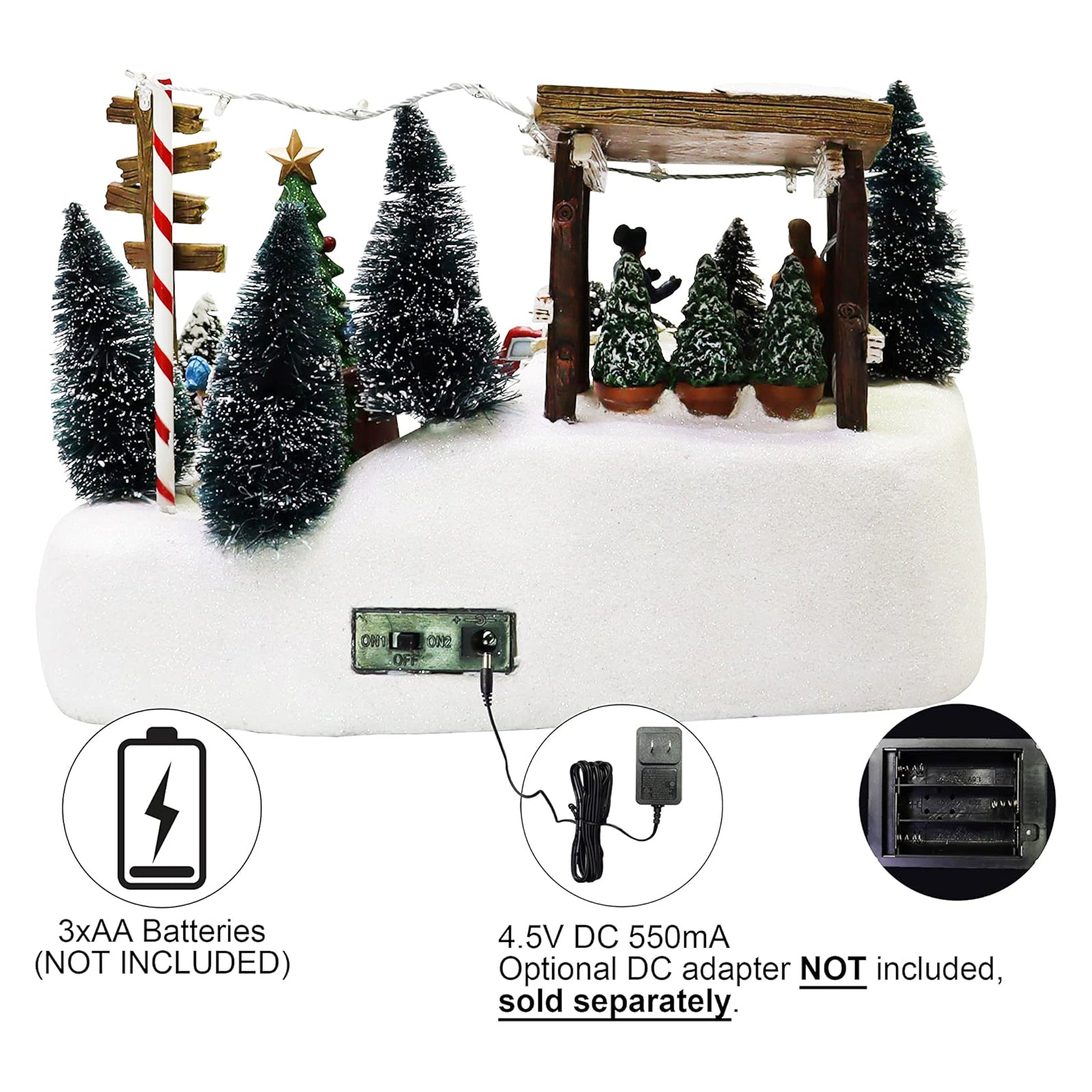 Christmas Scene Village Tree Animation Building Home Decor