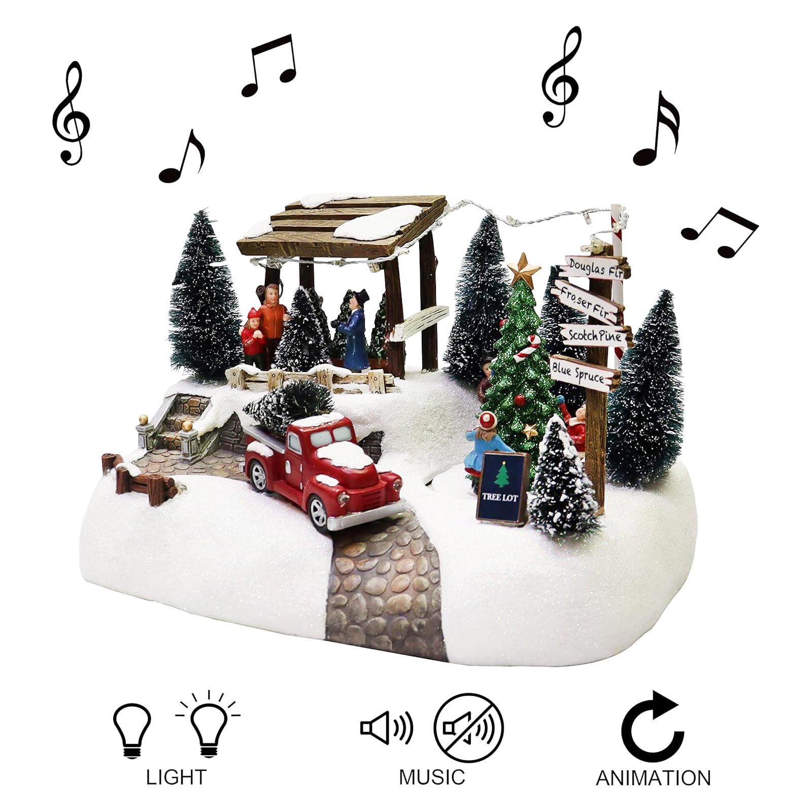 Christmas Scene Village Tree Animation Building Home Decor