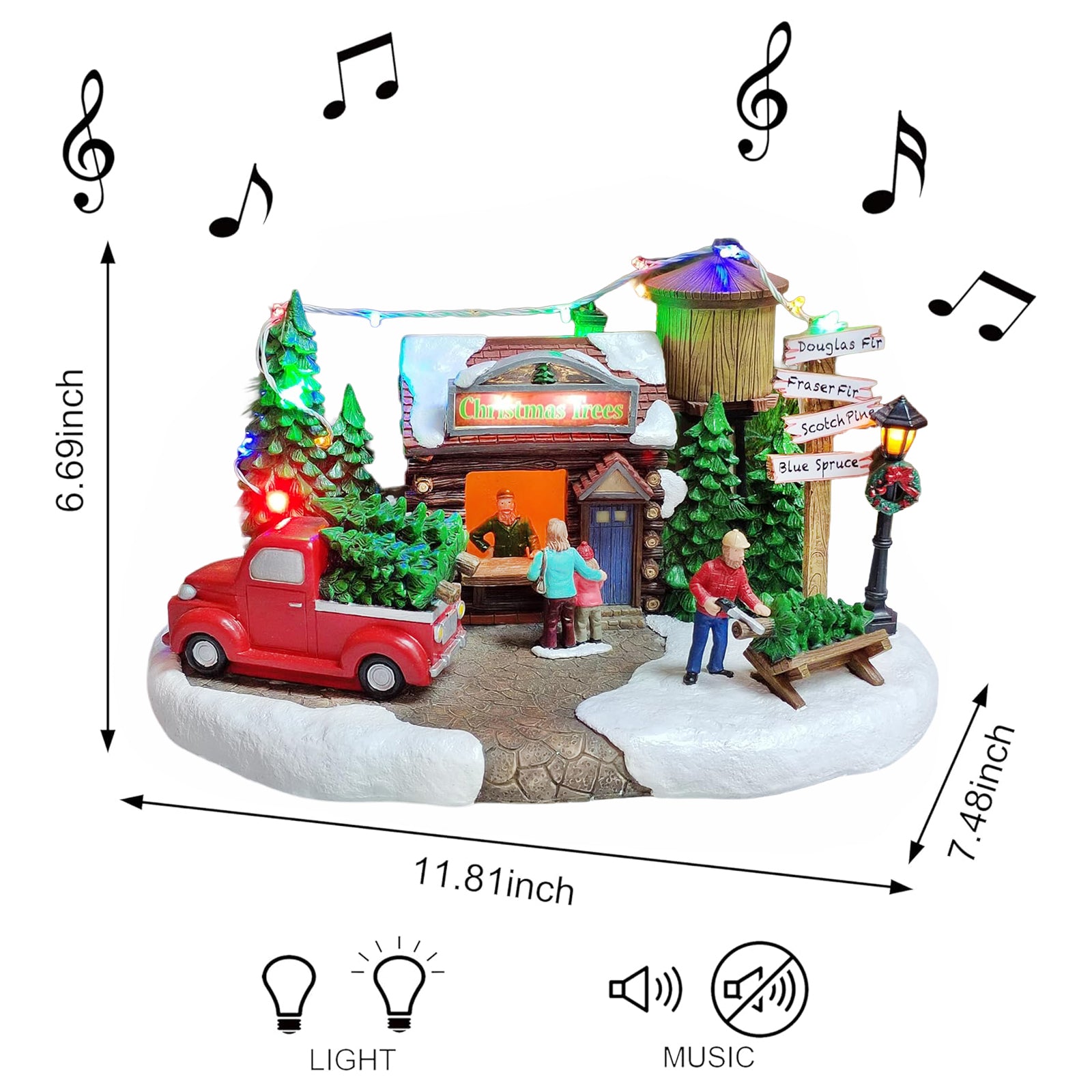 Christmas Tree Christmas Village Tree Lot Scene 6.7”H
