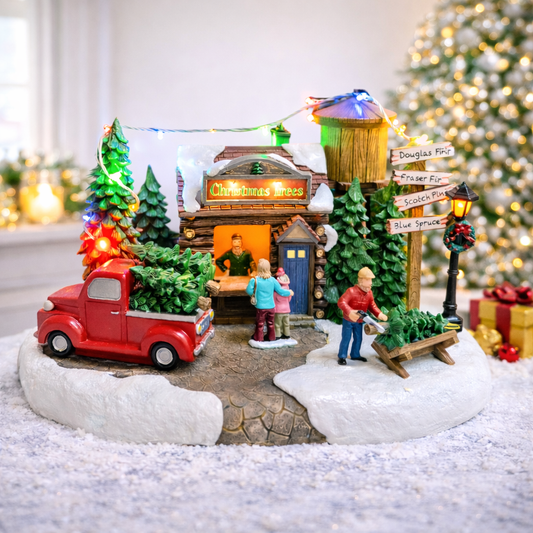 Christmas Tree Christmas Village Tree Lot Scene 6.7”H