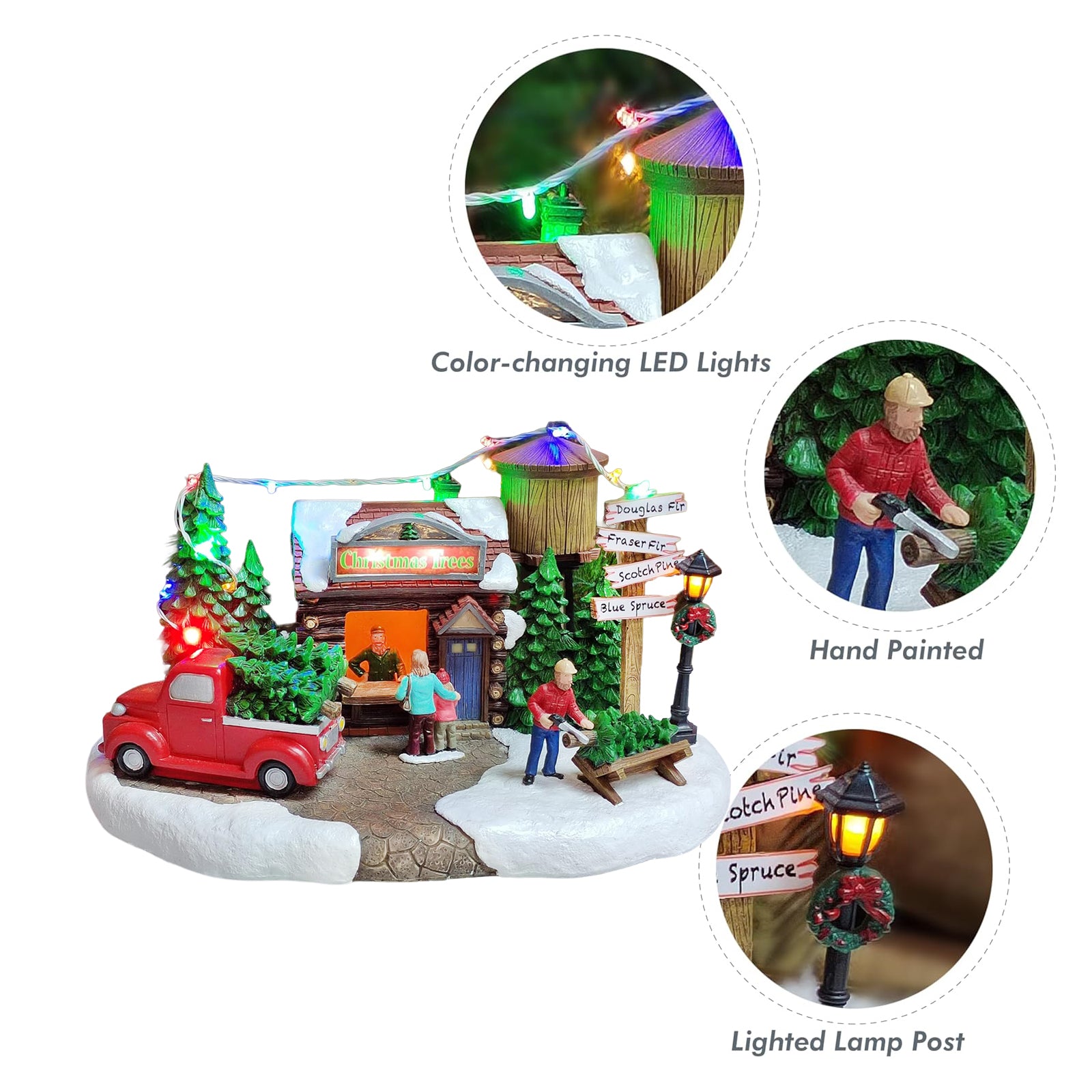 Christmas Tree Christmas Village Tree Lot Scene 6.7”H