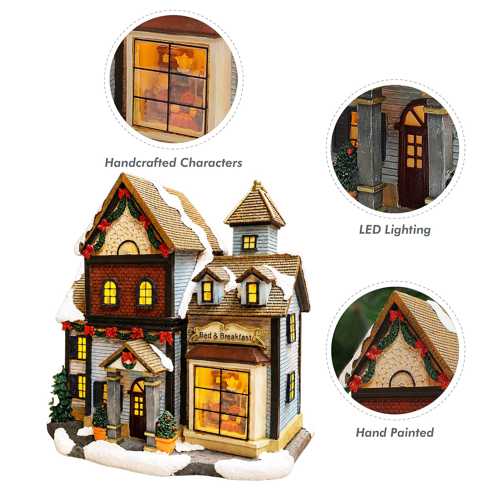 Bed and Breakfast with LED Lights Christmas Village