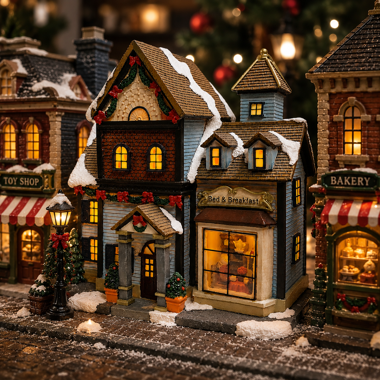Bed and Breakfast with LED Lights Christmas Village