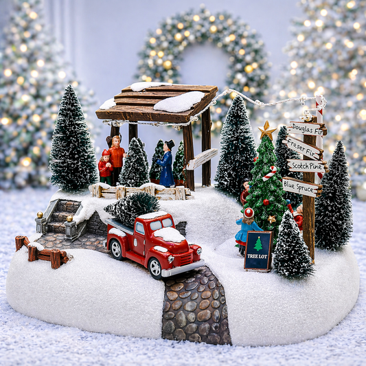 Christmas Scene Village Tree Animation Building Home Decor