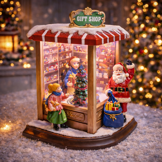 Corner Gift Shop with Santa Claus Christmas Village Vintage