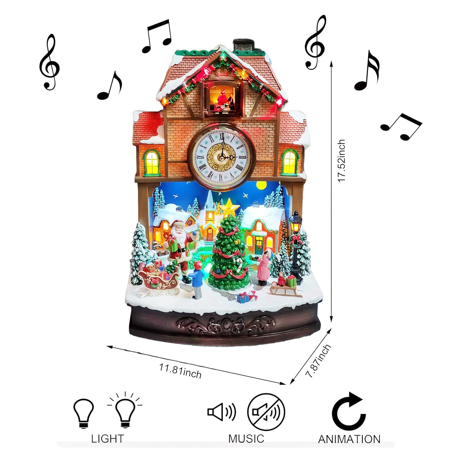 Cuckoo Clock Animated Santa Tree Scene Christmas Village